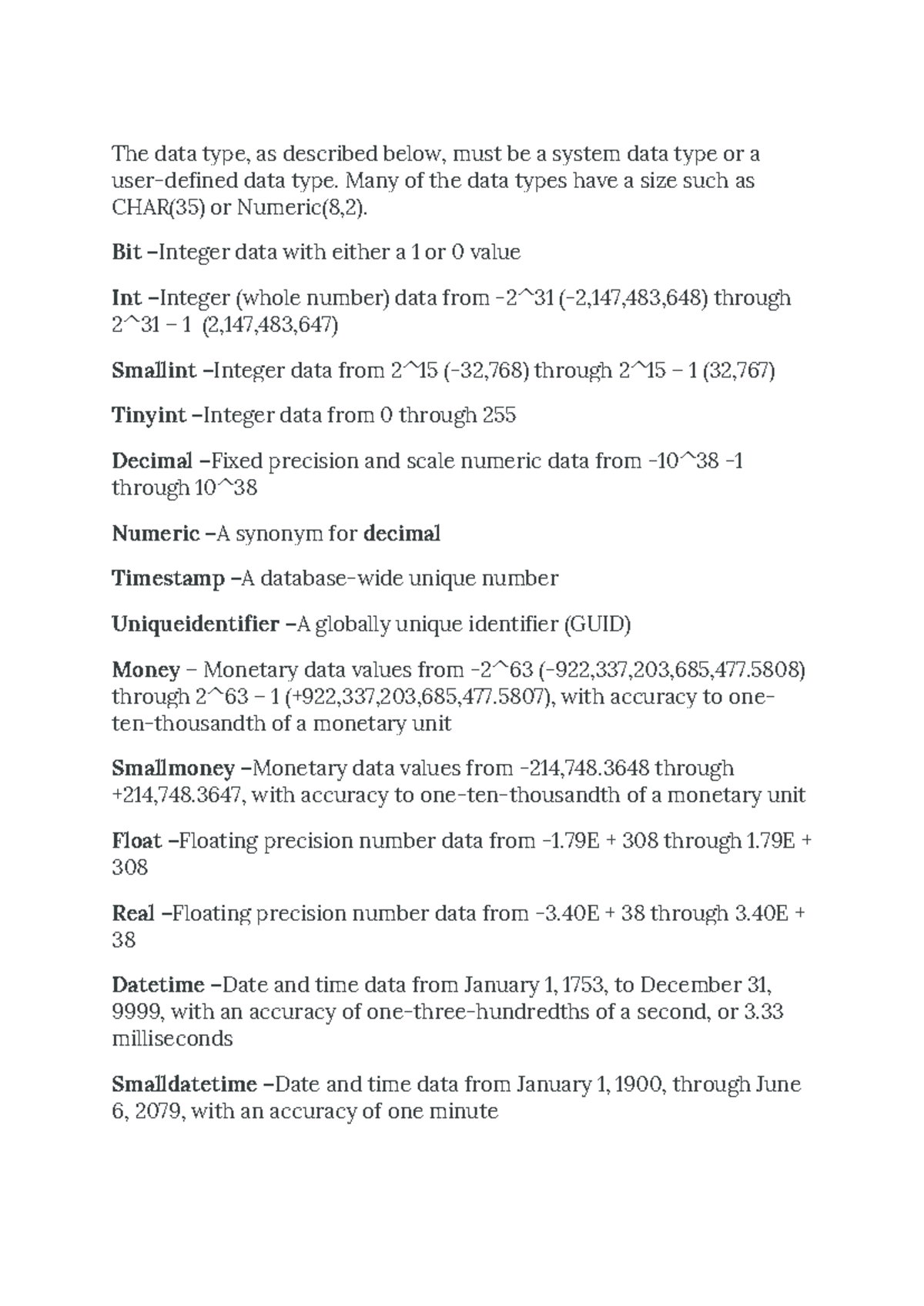 Data Types - Qualifying students can understand, design and manage ...