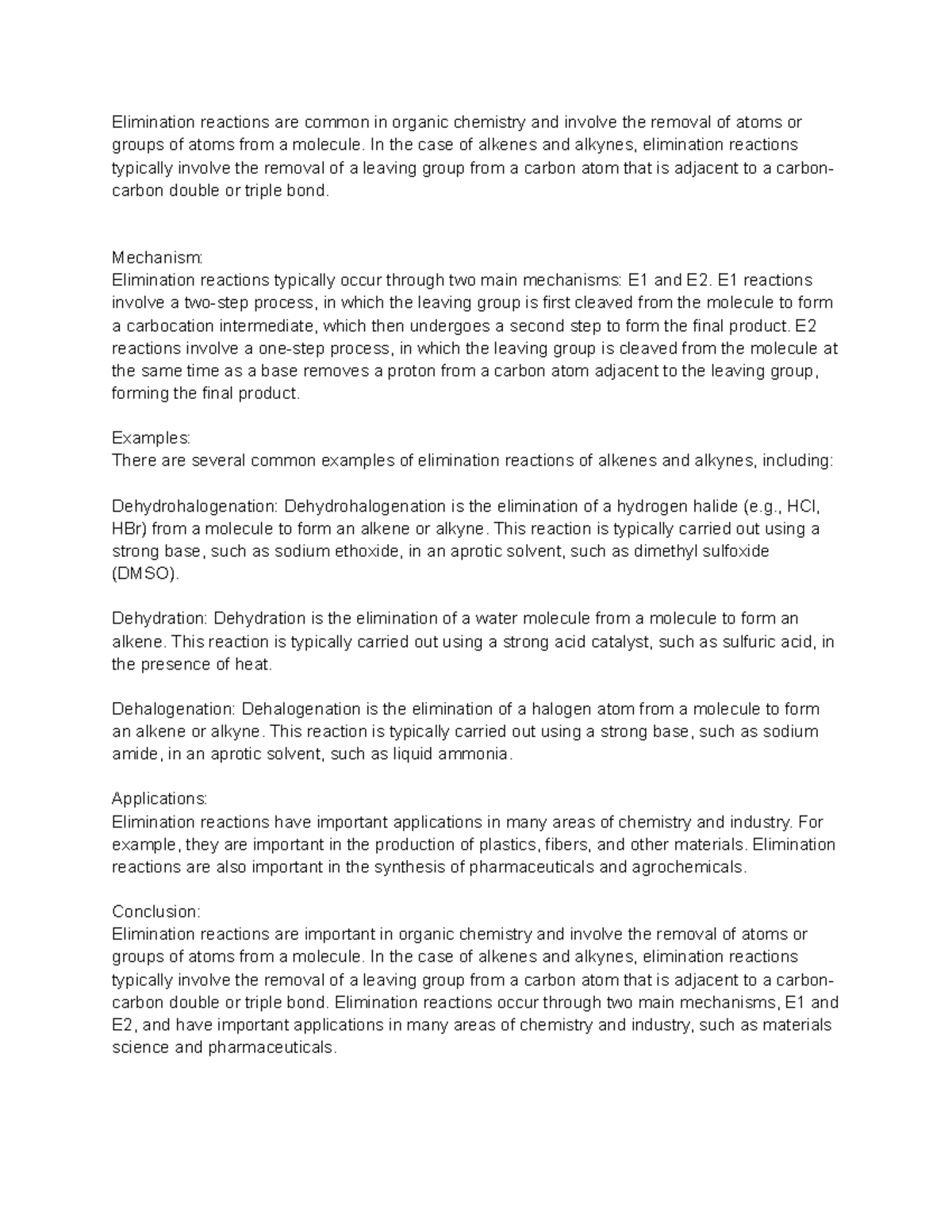 Elimination Reactions of Alkenes and Alkynes - Elimination reactions ...