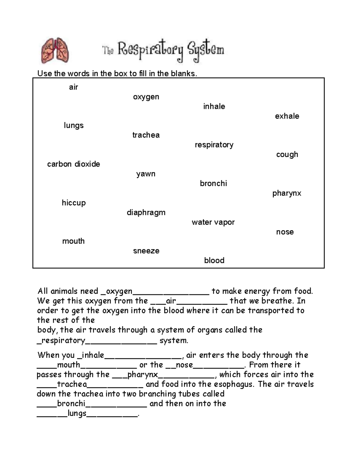 respiratory-system-cloze-use-the-words-in-the-box-to-fill-in-the-blanks-air-oxygen-inhale