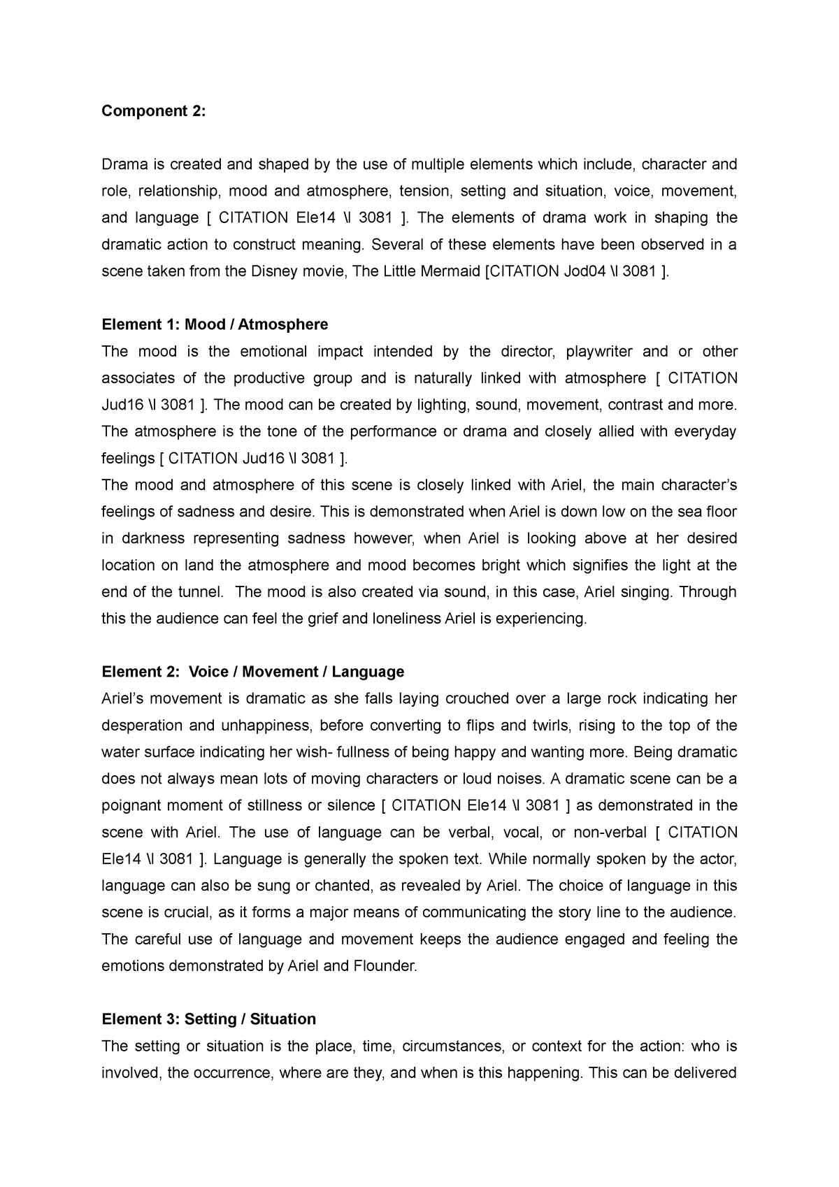 Assessment 1 - assignment 1 - Component 2: Drama is created and shaped ...