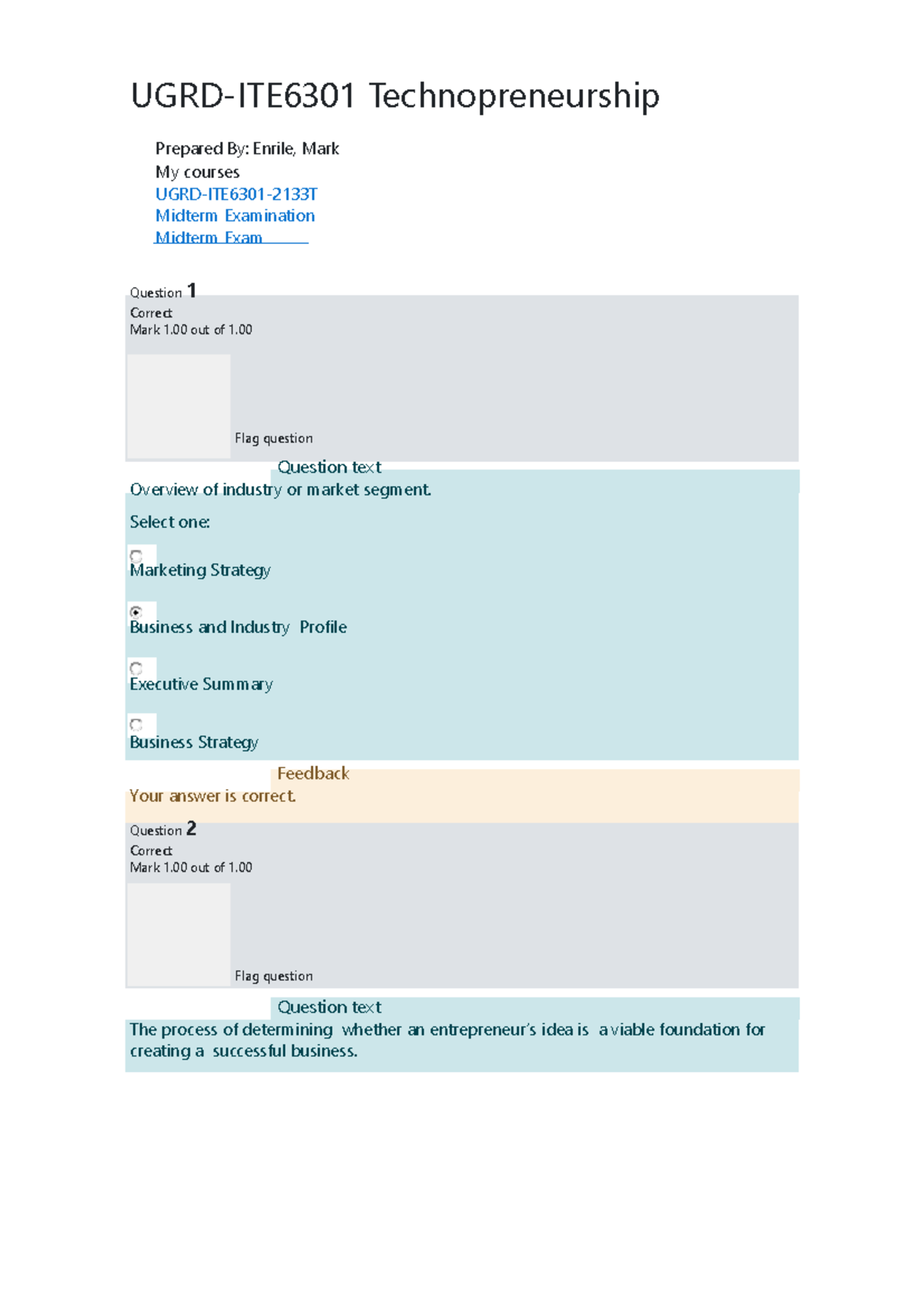 Technopreneurship-midterm-exam Compress - UGRD-ITE6301 ...