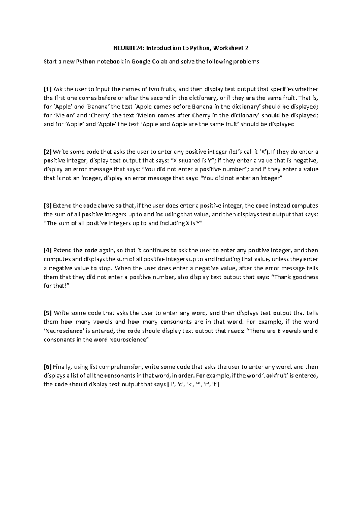 NEUR0024 Worksheet 2 - python qs - NEUR0024: Introduction to Python ...