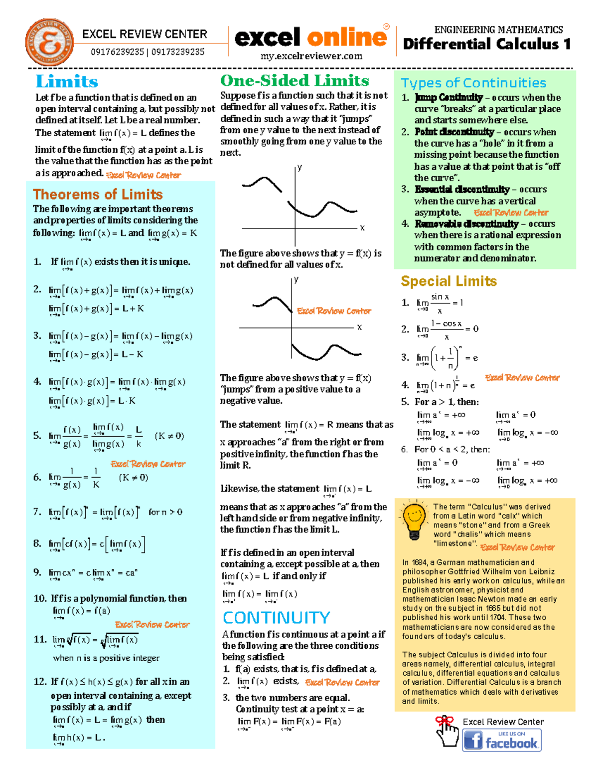 622844770-dif-cal - Theorems of Limits The following are important ...