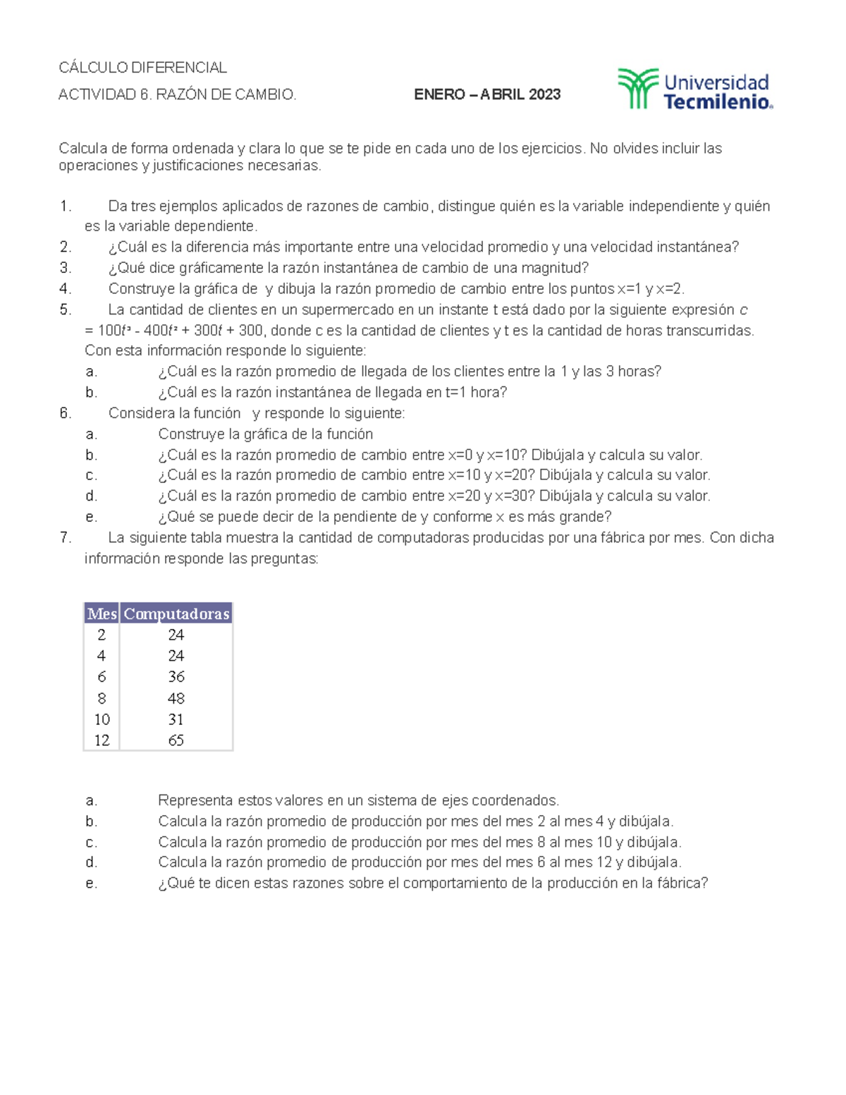 Cálculo Diferencial Actividad 6 - CÁLCULO DIFERENCIAL ACTIVIDAD 6 ...