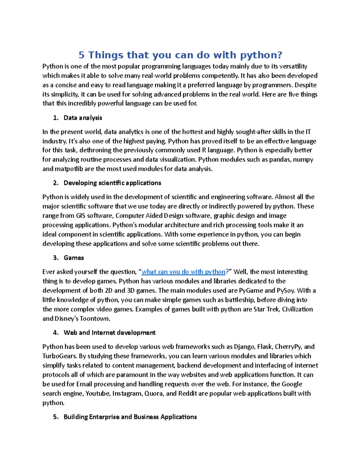 5 things you can do with python - 5 Things that you can do with python ...