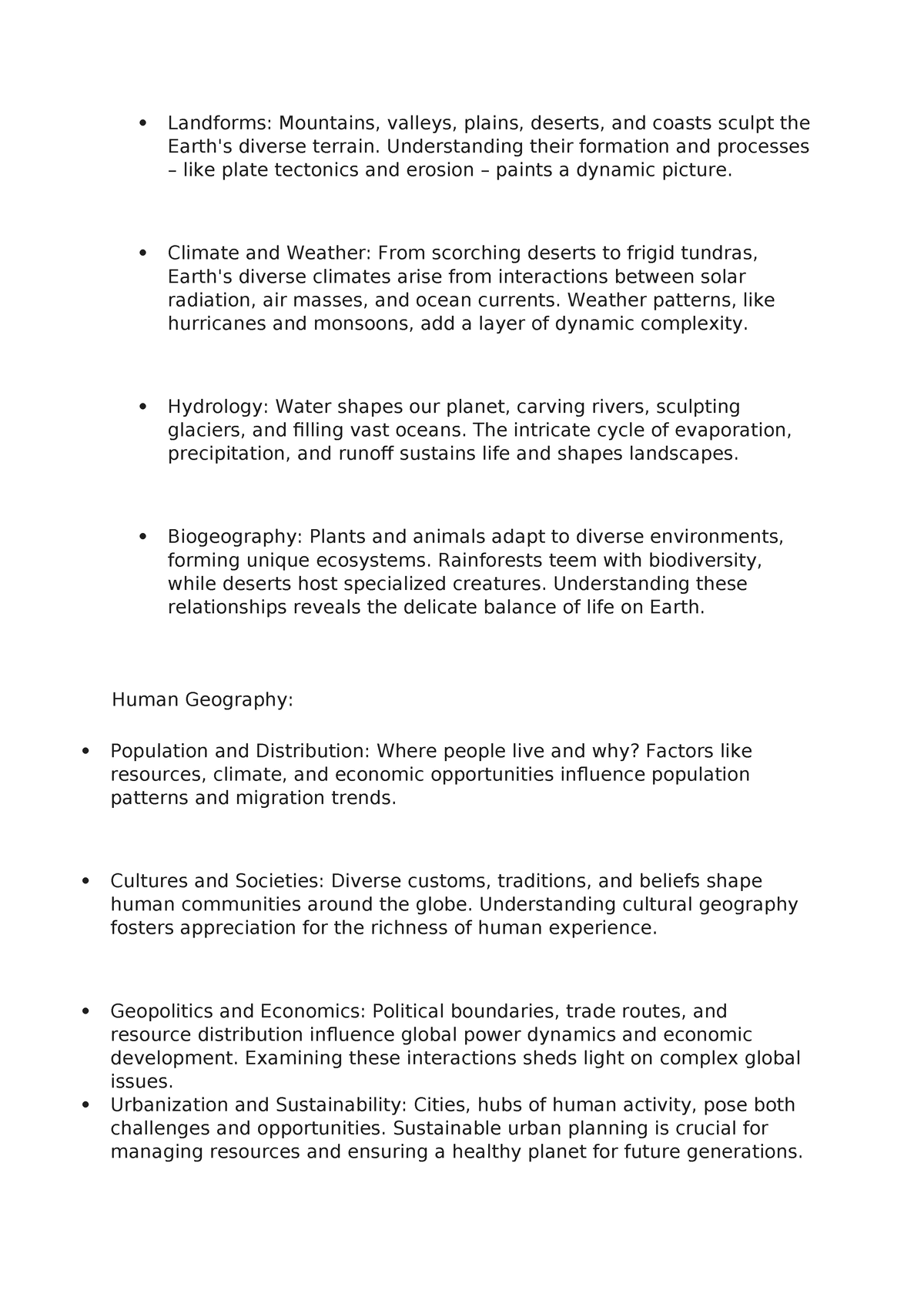 Geography notes - Landforms: Mountains, valleys, plains, deserts, and ...