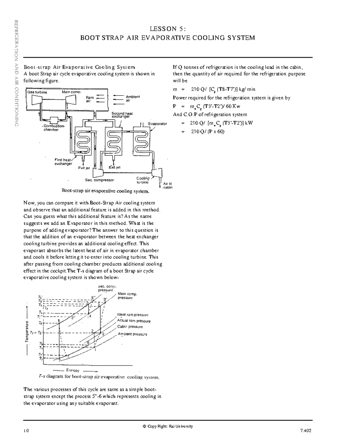 Lesson05 good 10 7. © Copy Right Rai University REFRIGERATION AND