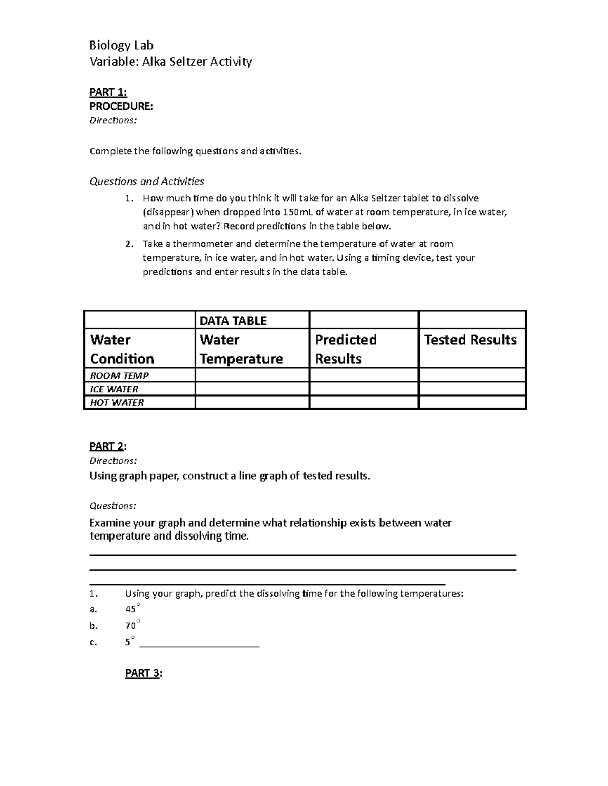 biology coursework experiment 1