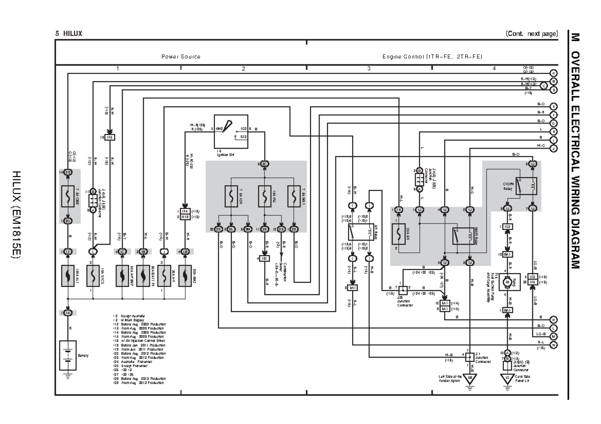 MẠCH ĐIỀU KHIỂN ĐỘNG CƠ 1TR - FE - 1 2 3 4 5 HILUX (Cont. next page) P ...