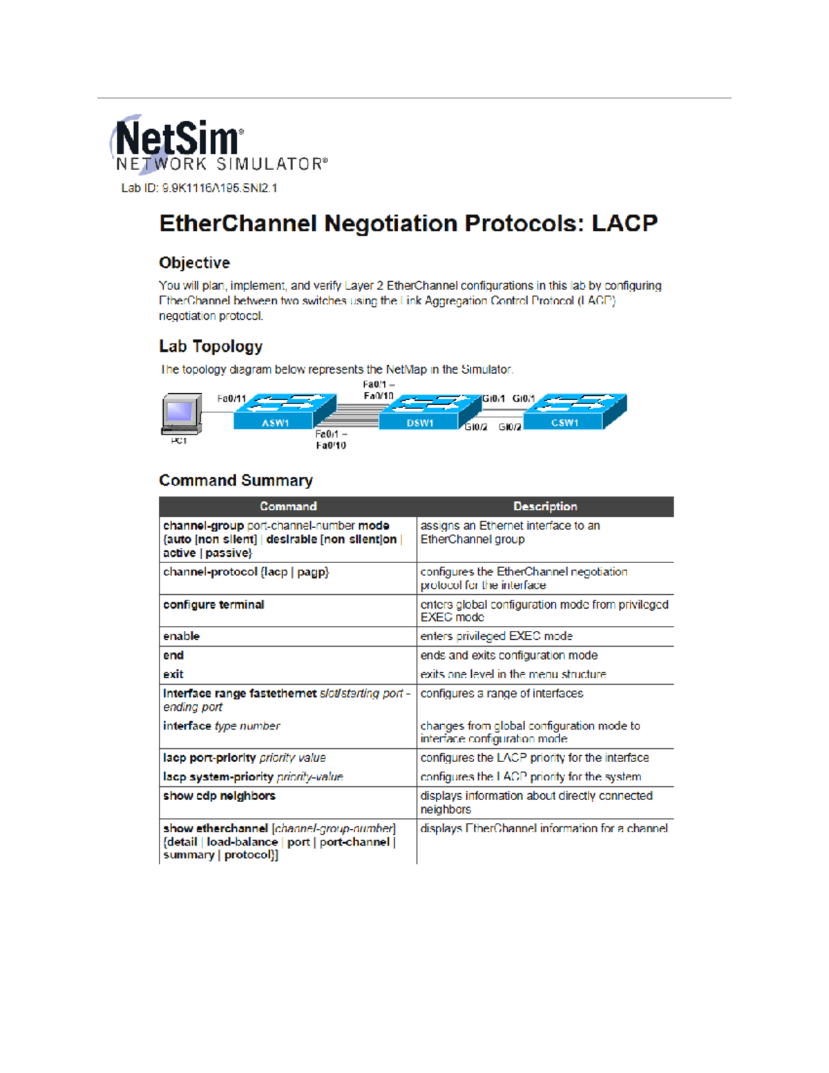 Ether Channel Negotiation Protocols LACP Studocu