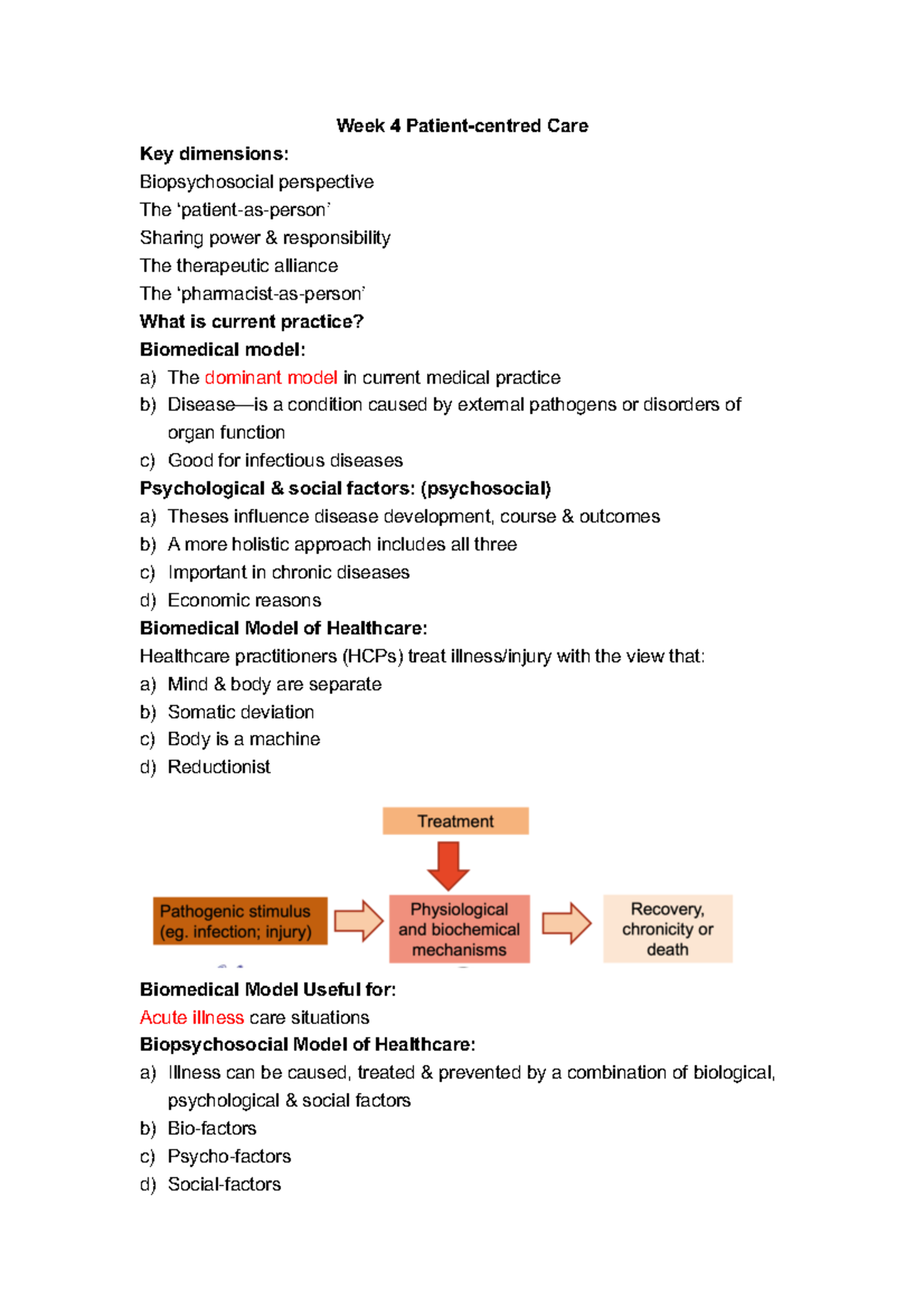 Week 4 Patient - Week 4 Patient-centred Care Key dimensions ...