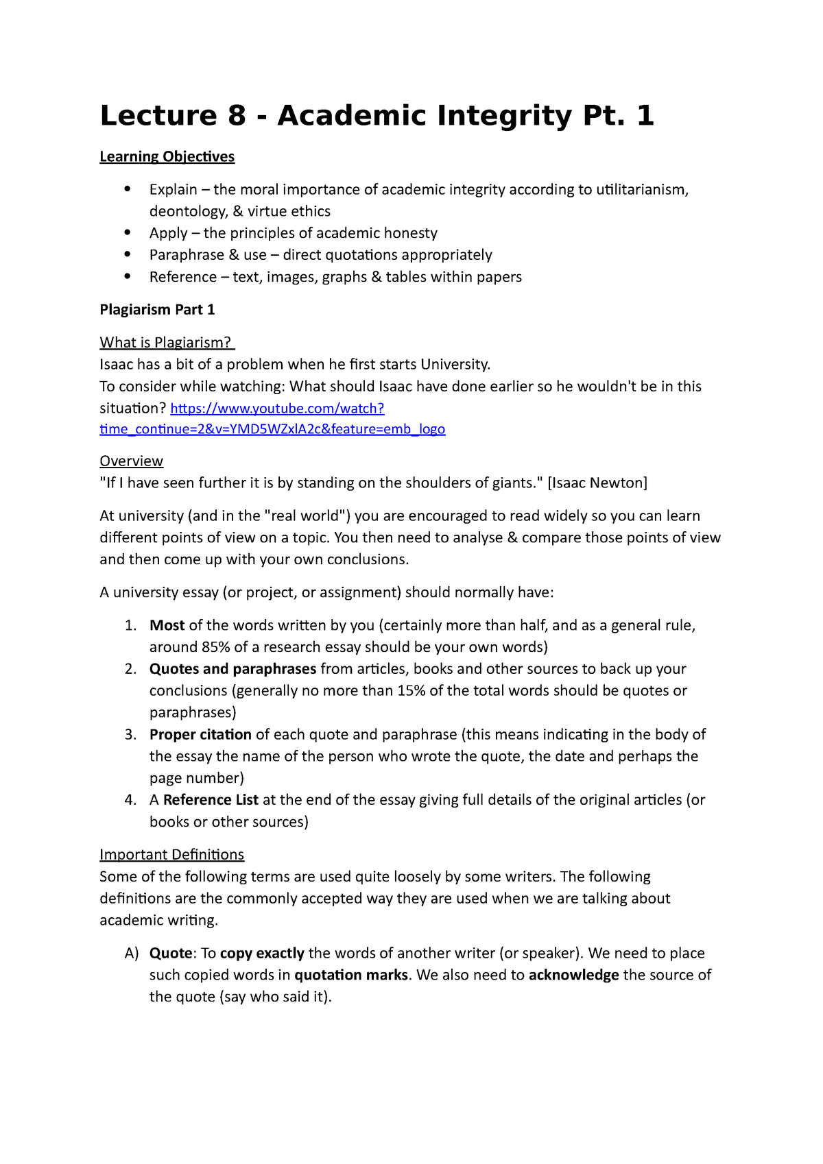 jcu coursework academic integrity policy