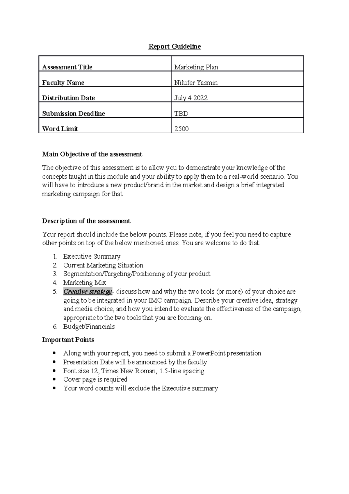 Report Guideline - A tutorial of FIN 254 - Report Guideline Assessment ...