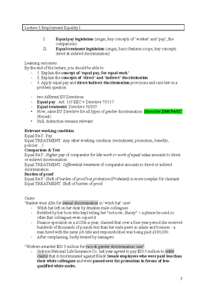 Employment law revision notes - Employment law; rights revision ...