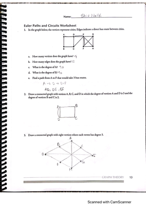 Hamiltonian Paths And Circuits Worksheet - Fill In The Blank With Or To ...