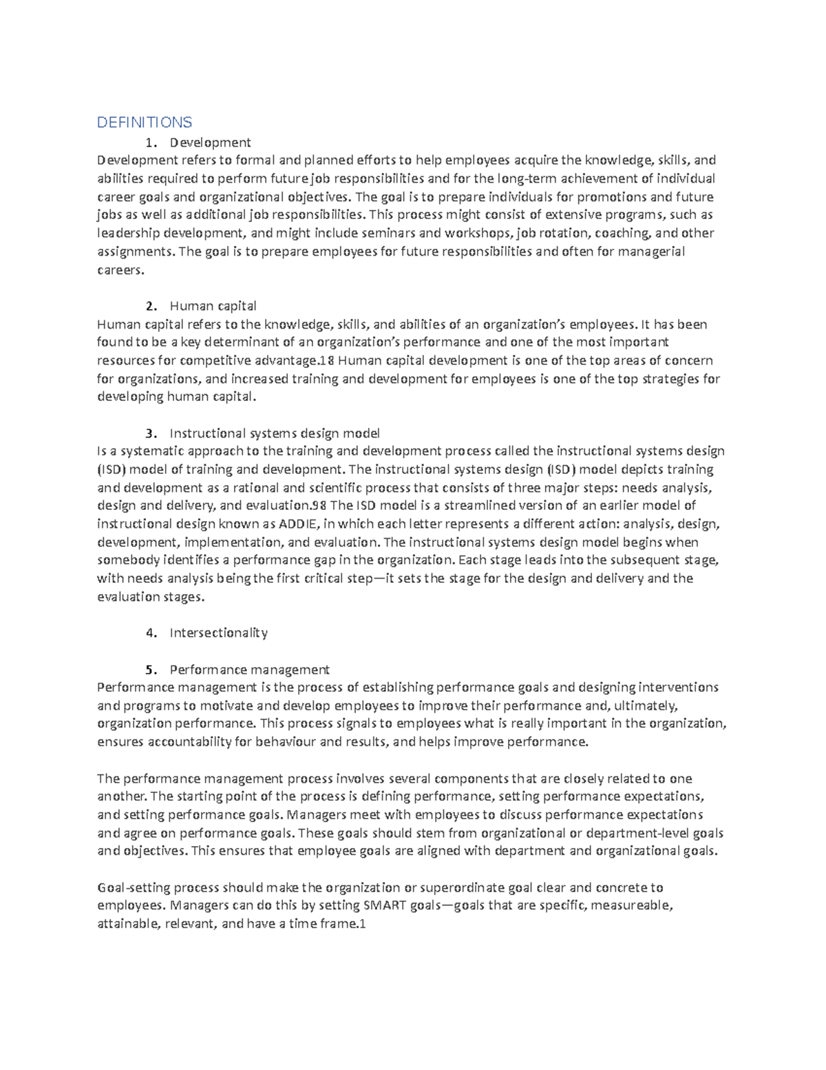 CH1 DEFINITIONS - DEFINITIONS Development Development refers to formal ...