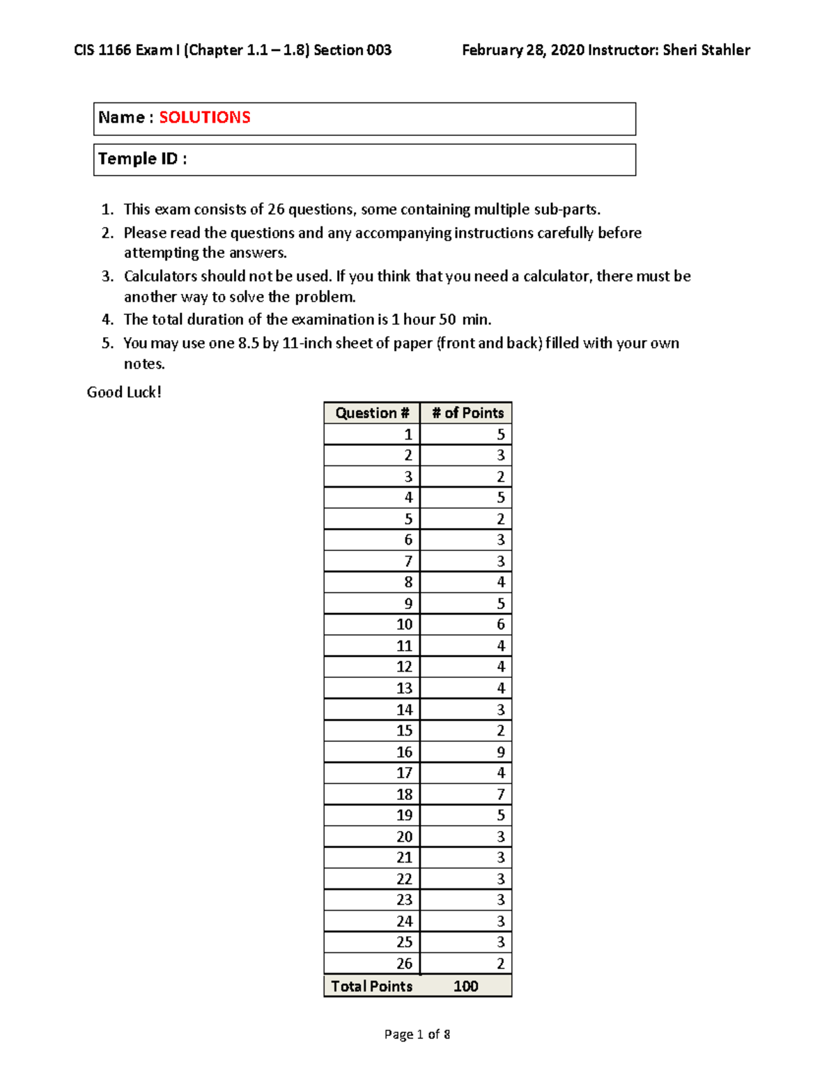 QUESTION 5. This question contains 7 subparts, please