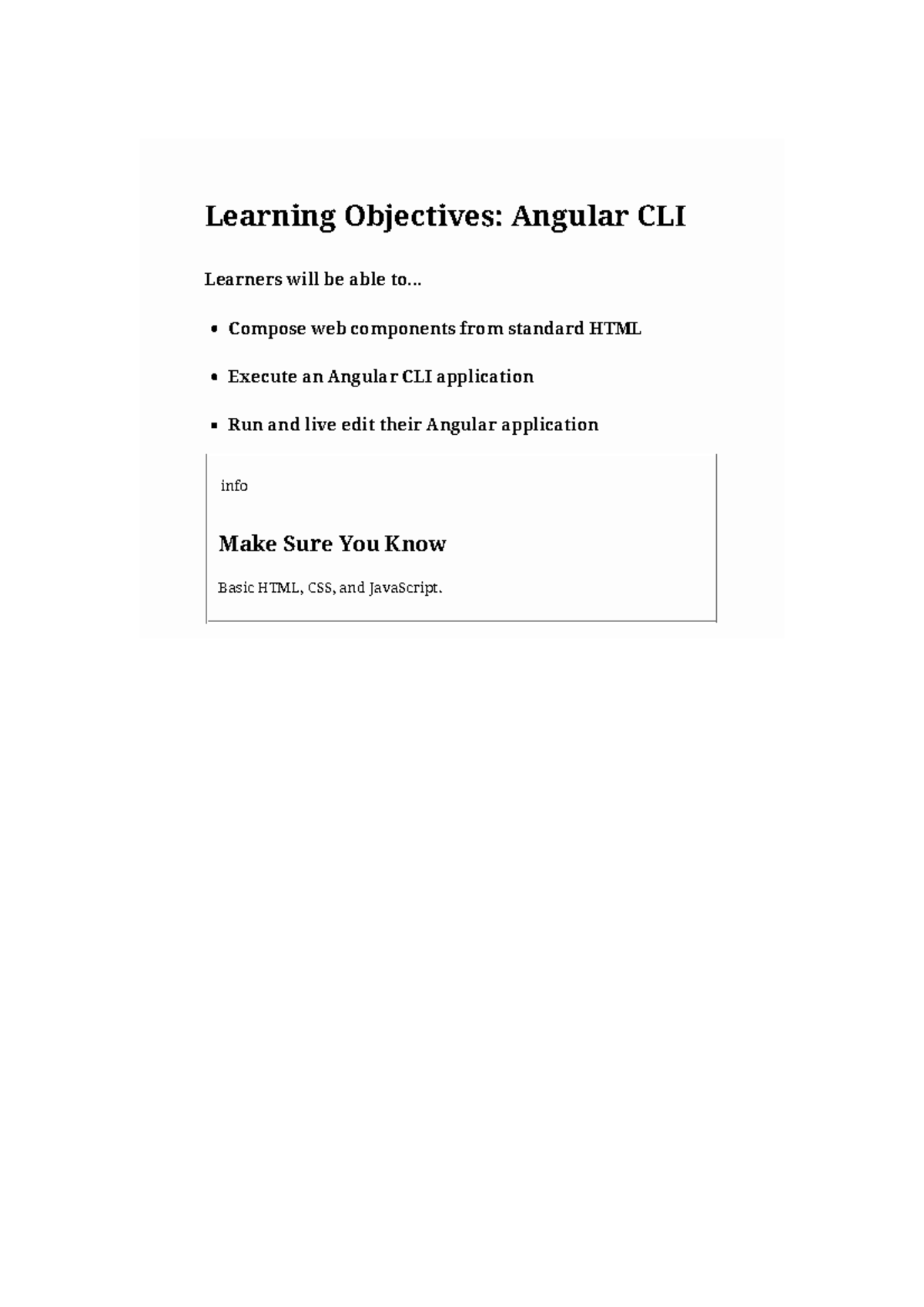 Angular CLI Notes - Learning Objectives: Angular CLI Learners will be ...