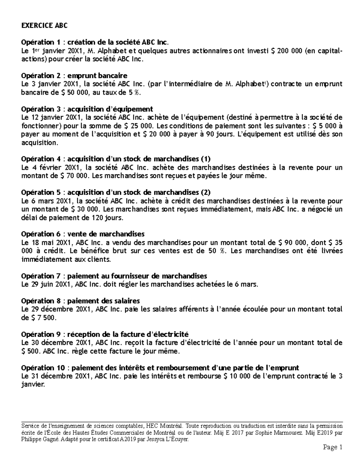 Exercice ABC - Énoncé et canevas - EXERCICE ABC Opération 1 : création ...