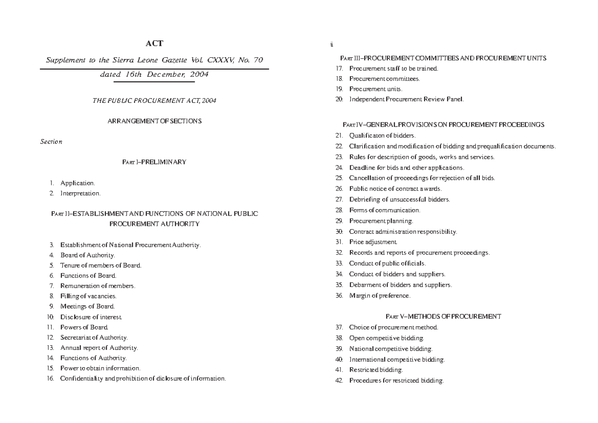 2004 14p Pdf 20676 Procurement Act SL THE PUBLIC PROCUREMENT ACT 