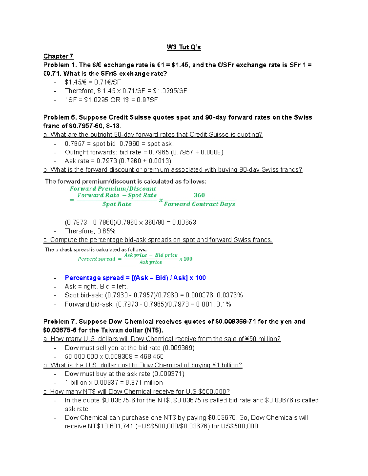 W3 Tutorial Questions And Ans - FINS3616 - UNSW Sydney - Studocu