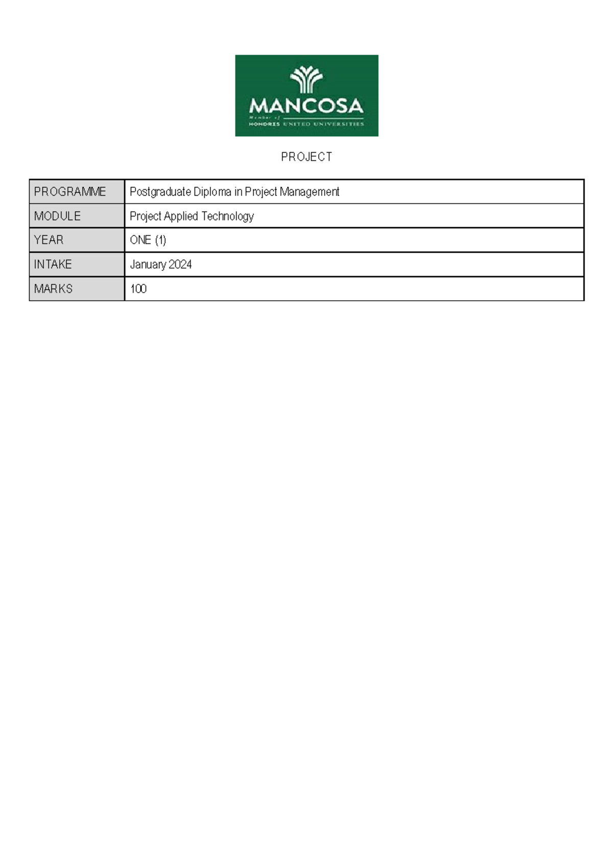 PROJ JAN24 Pgdpm PAT8 Final 20240424 - PROJECT PROGRAMME Postgraduate ...
