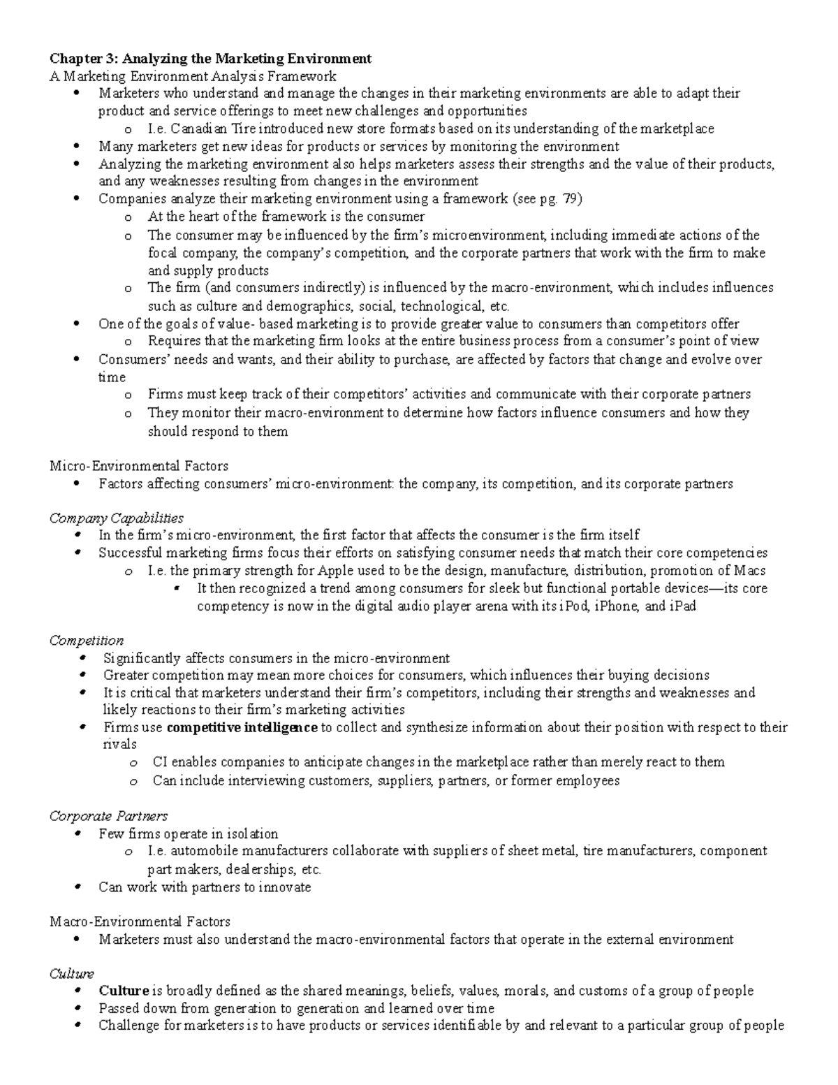 2320 chapter 3 - Lecture notes 3 - Chapter 3: Analyzing the Marketing ...