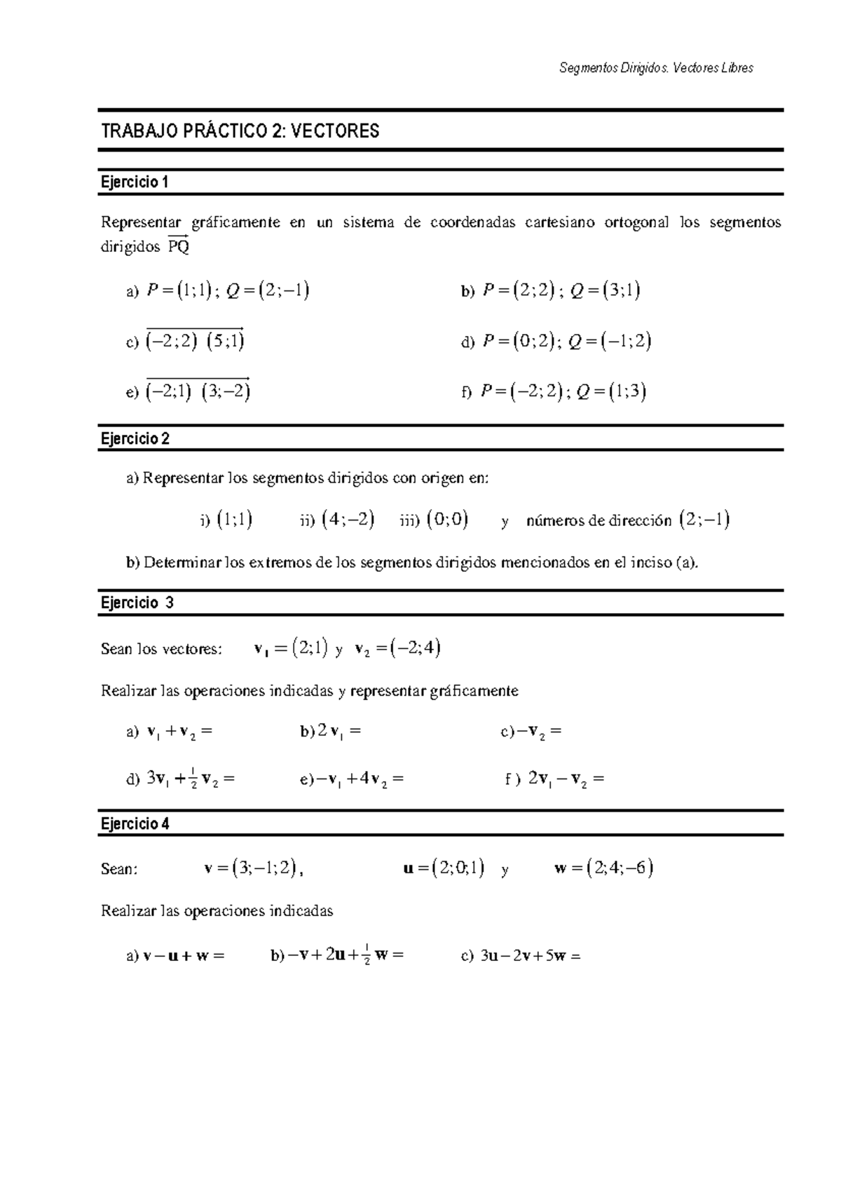 Tp 2 Vectores Pdf Con El Desarrollos De Este Tema Utilizado