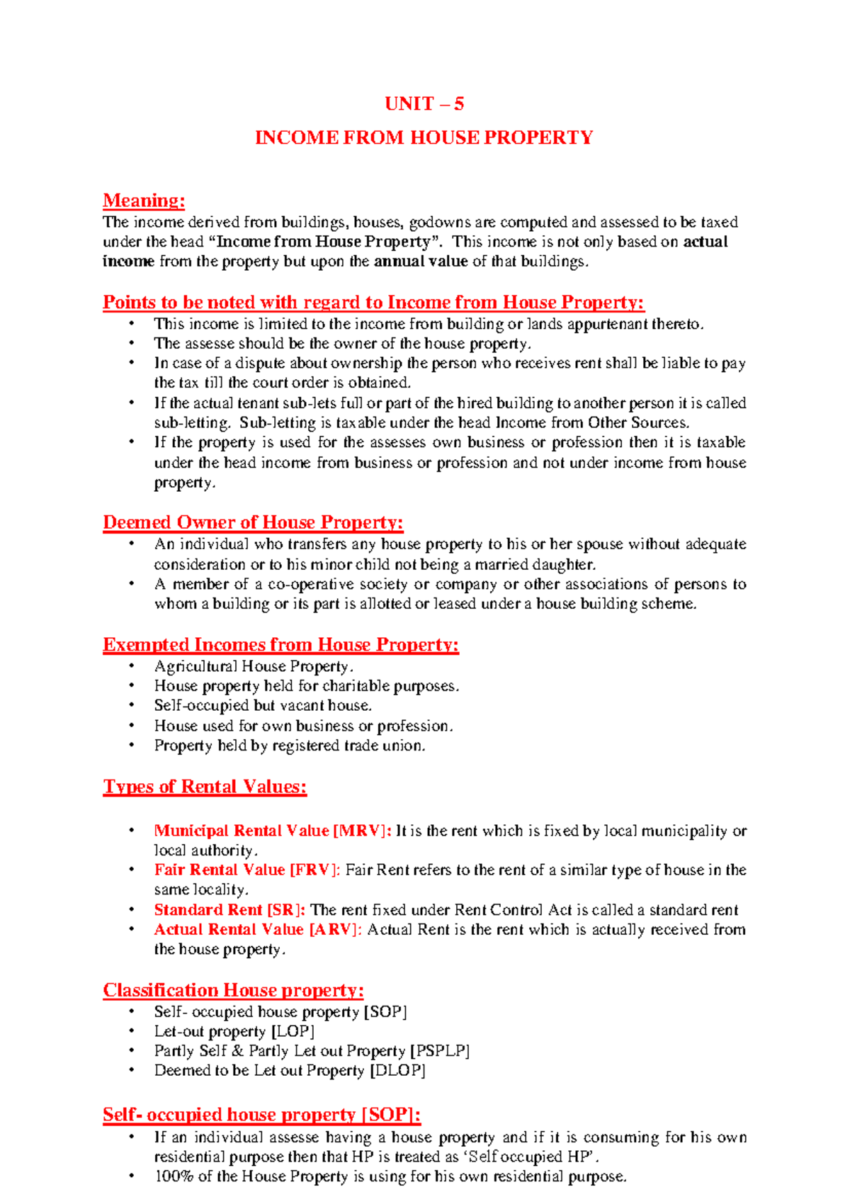 IT - 1 Income from house property - UNIT – 5 INCOME FROM HOUSE PROPERTY ...