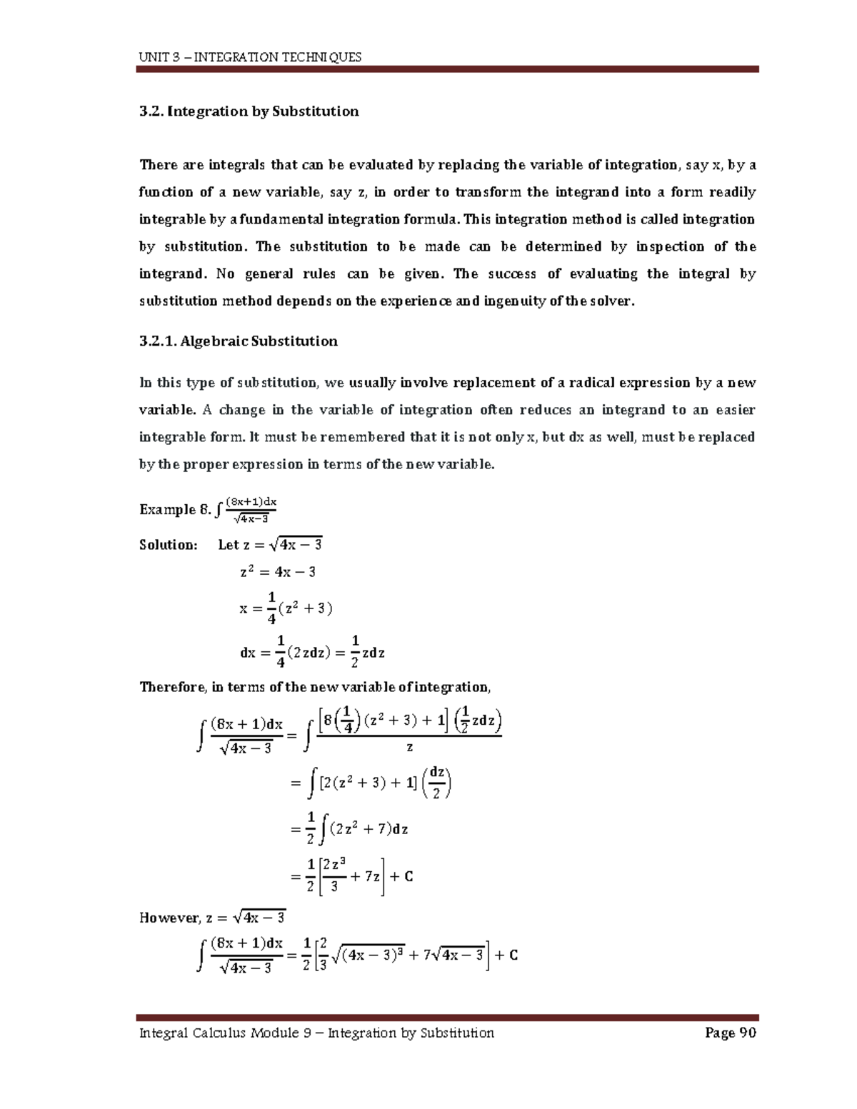 Module 9 Integration by Substitution - 3. Integration by Substitution ...