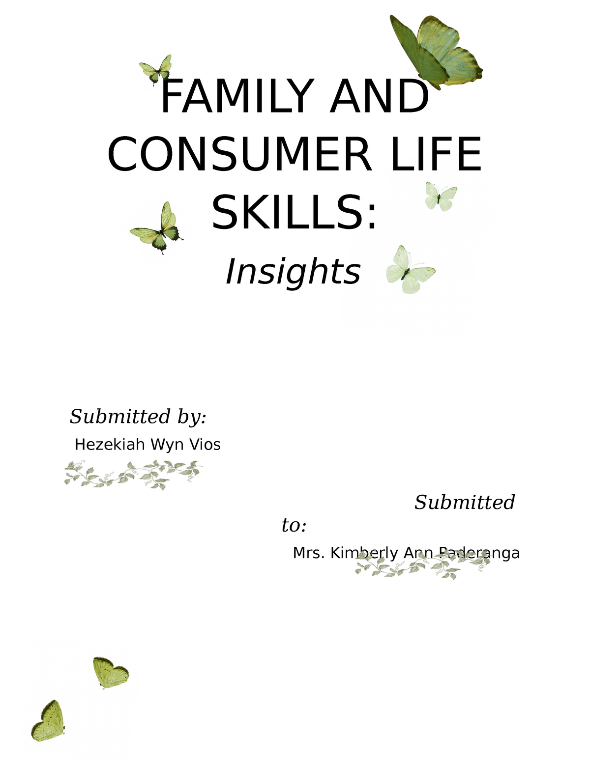 Insights- Family AND Consumer LIFE Skills - FAMILY AND CONSUMER LIFE ...