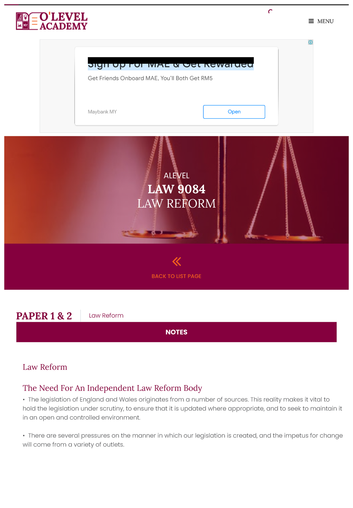 law reform case study