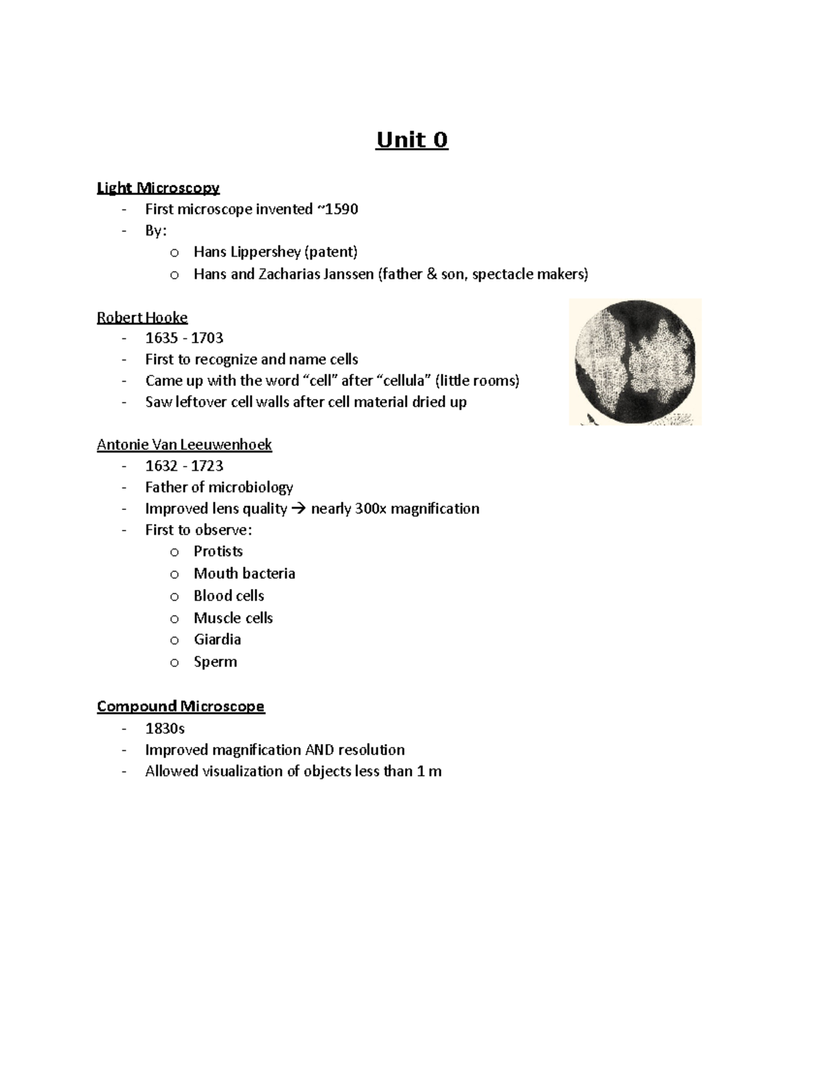 Unit 0 Notes - Unit 0 Light Microscopy First microscope invented ~ By ...