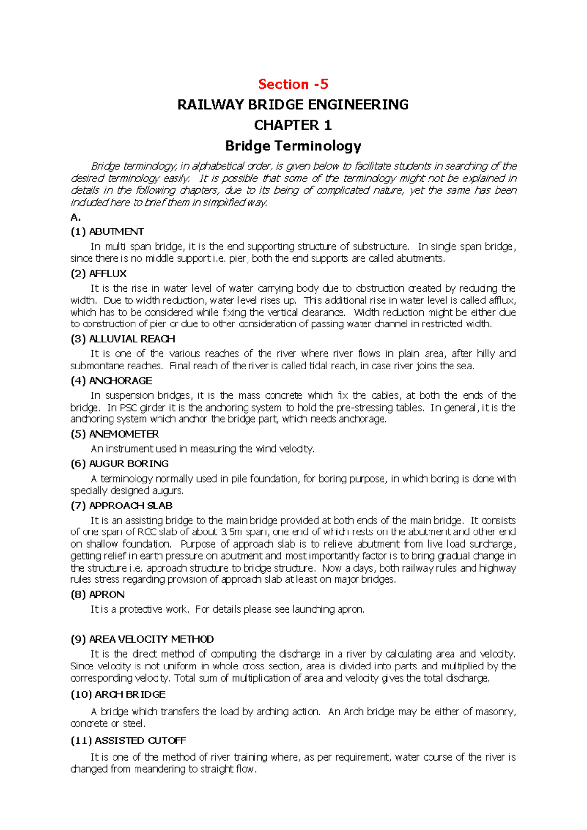 Railway Engineering Lecture 11 & 12 pdf - Section - RAILWAY BRIDGE ...