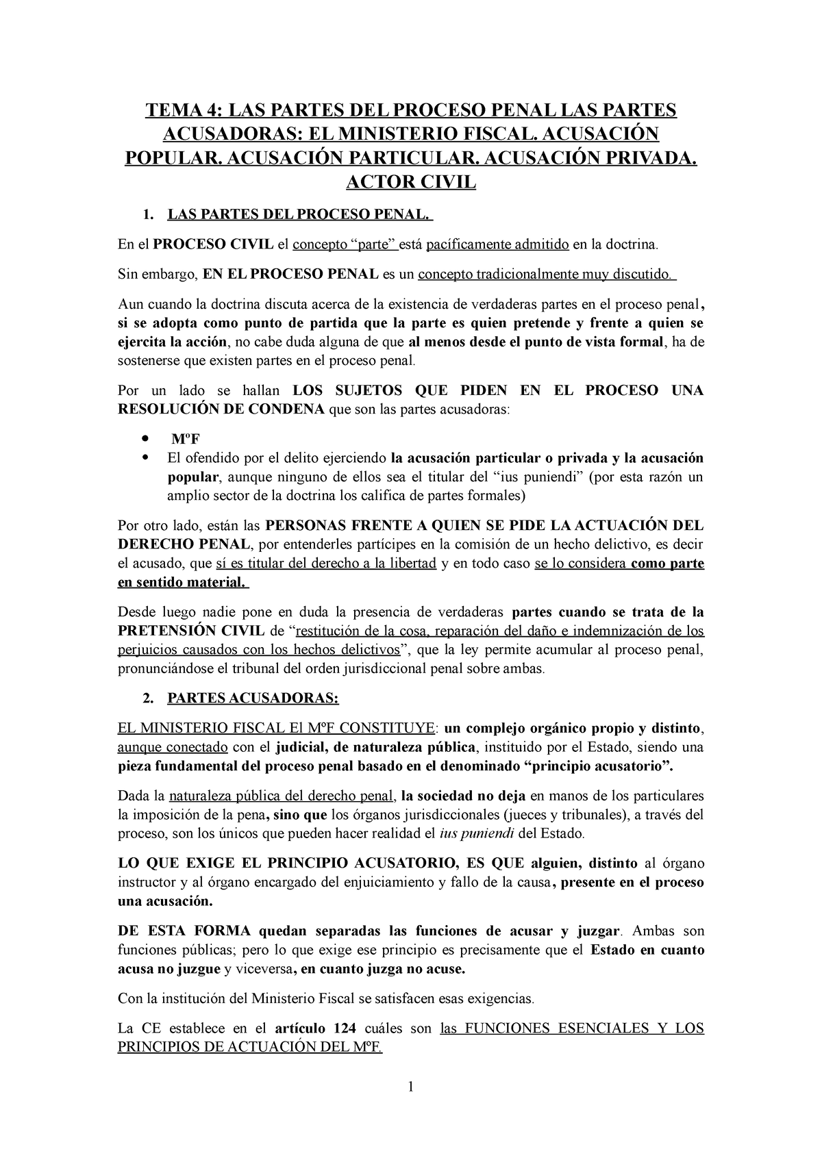 Tema 4 Procesal Penal Tema 4 Las Partes Del Proceso Penal Las Partes Acusadoras El 9159