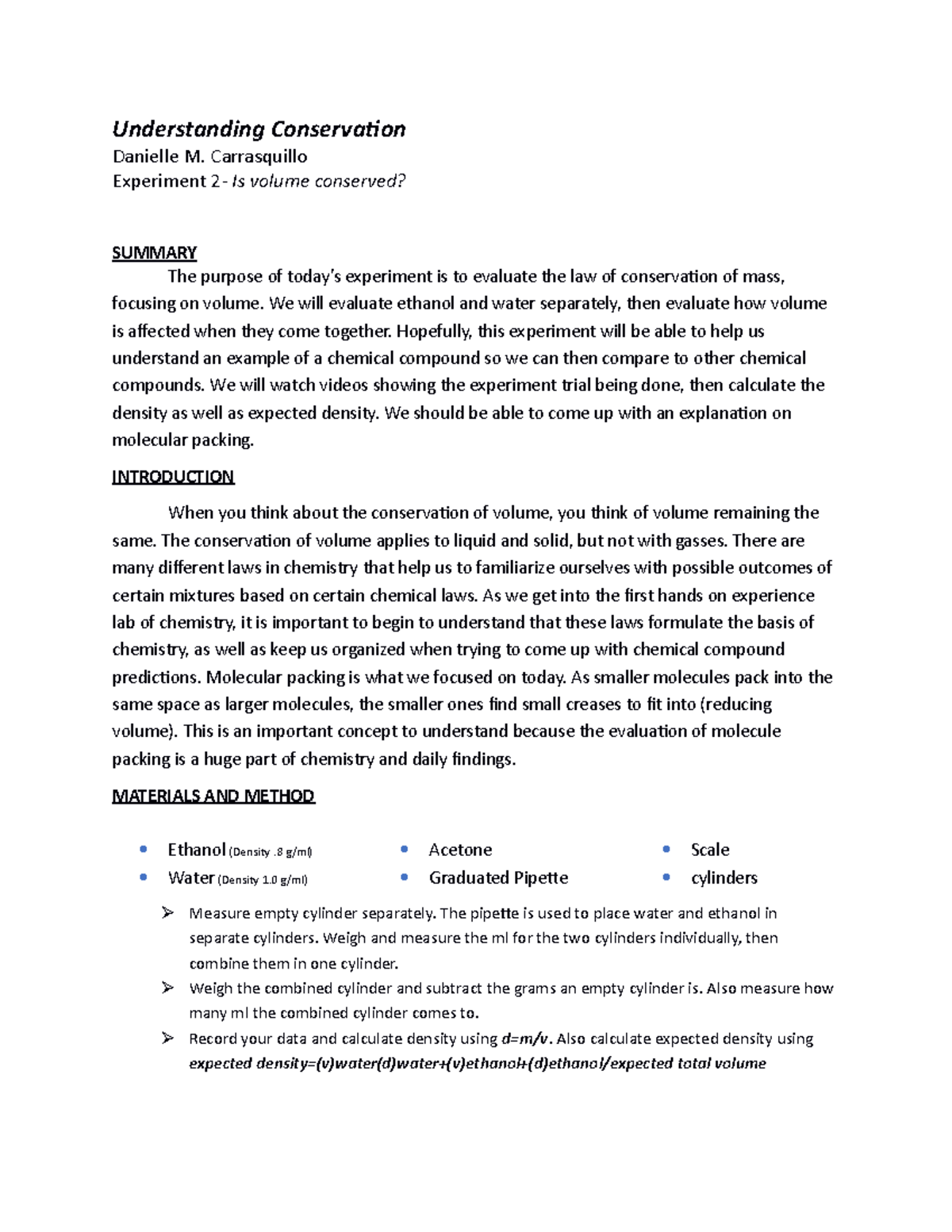 Experiment 2 - Lecture notes 2 - Understanding Conservation Danielle M ...