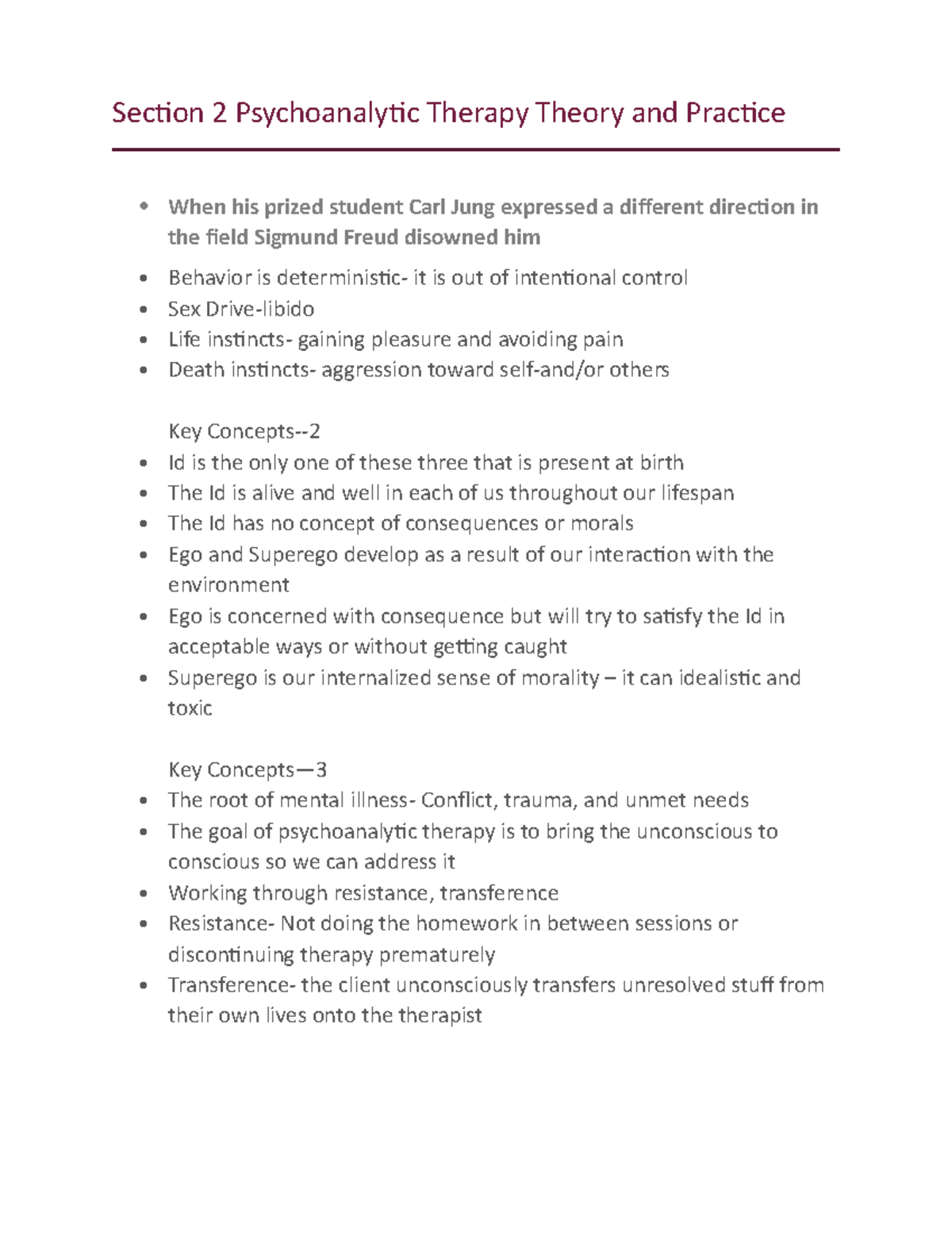 Section 2 Psychoanalytic Therapy Theory and Practice - Studocu