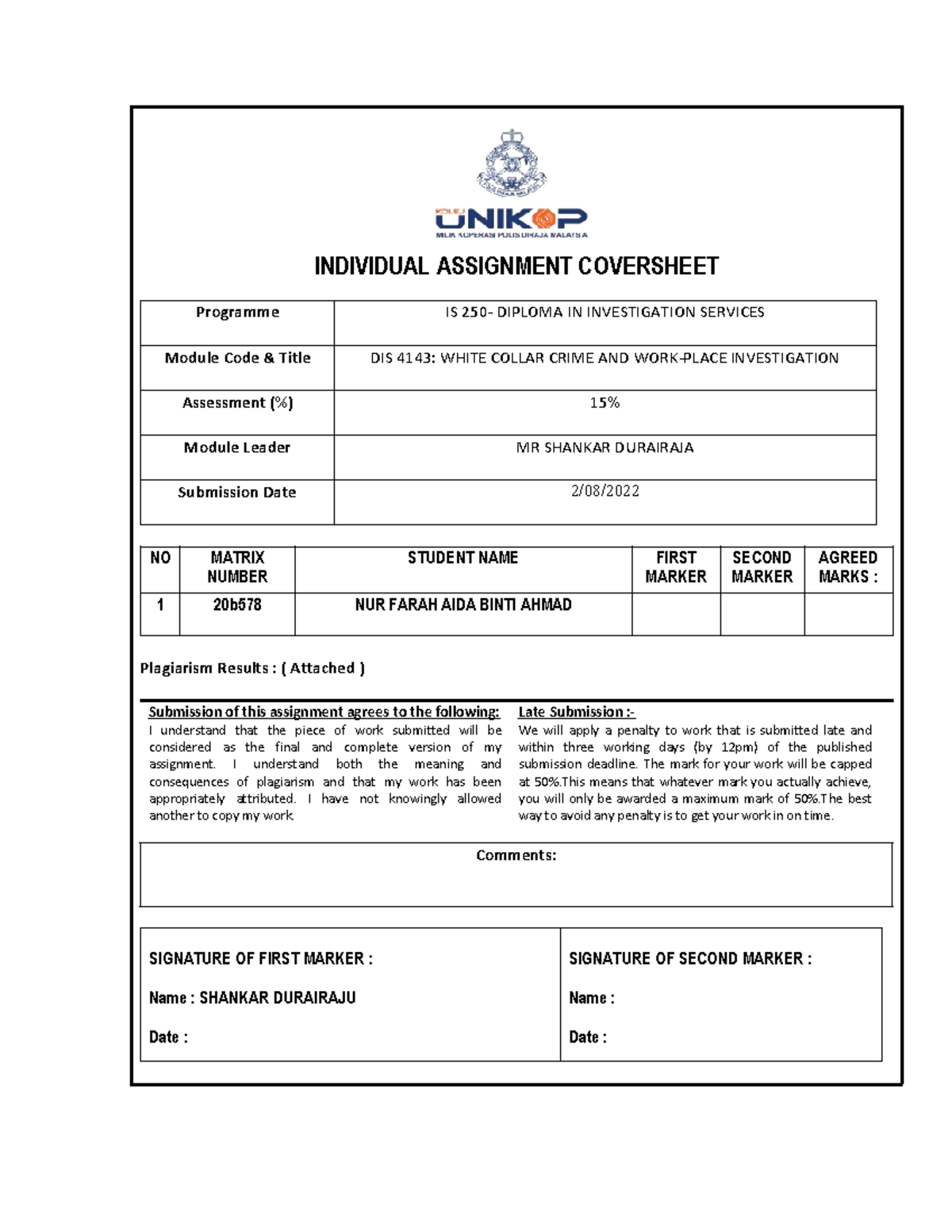 Cyberattack - nothing - INDIVIDUAL ASSIGNMENT COVERSHEET Programme IS ...