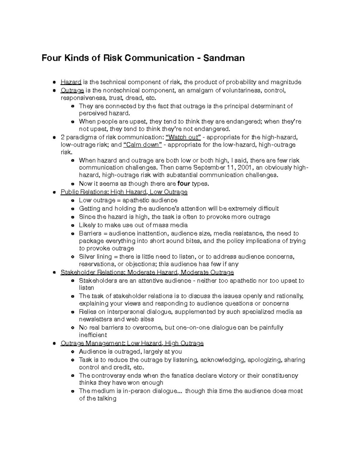 Four Kinds of Risk Communication Notes - Four Kinds of Risk ...
