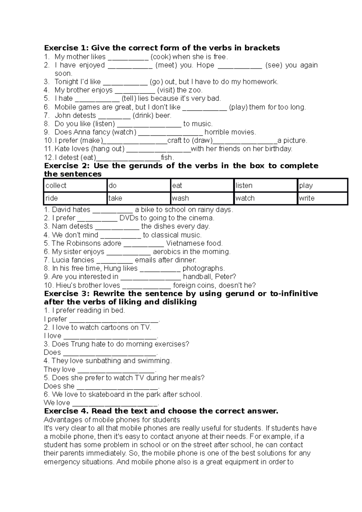 Bài tập u1 lớp 8 - bbbbbb - Exercise 1: Give the correct form of the ...