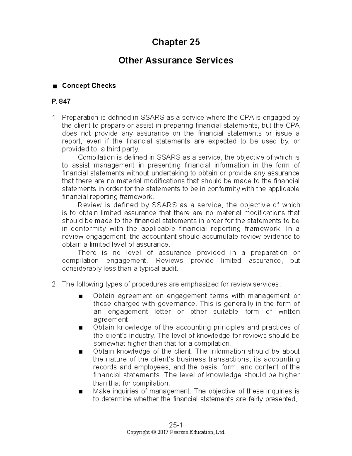 Arens Auditing 16e Sm 25 - Chapter 25 Other Assurance Services Concept ...