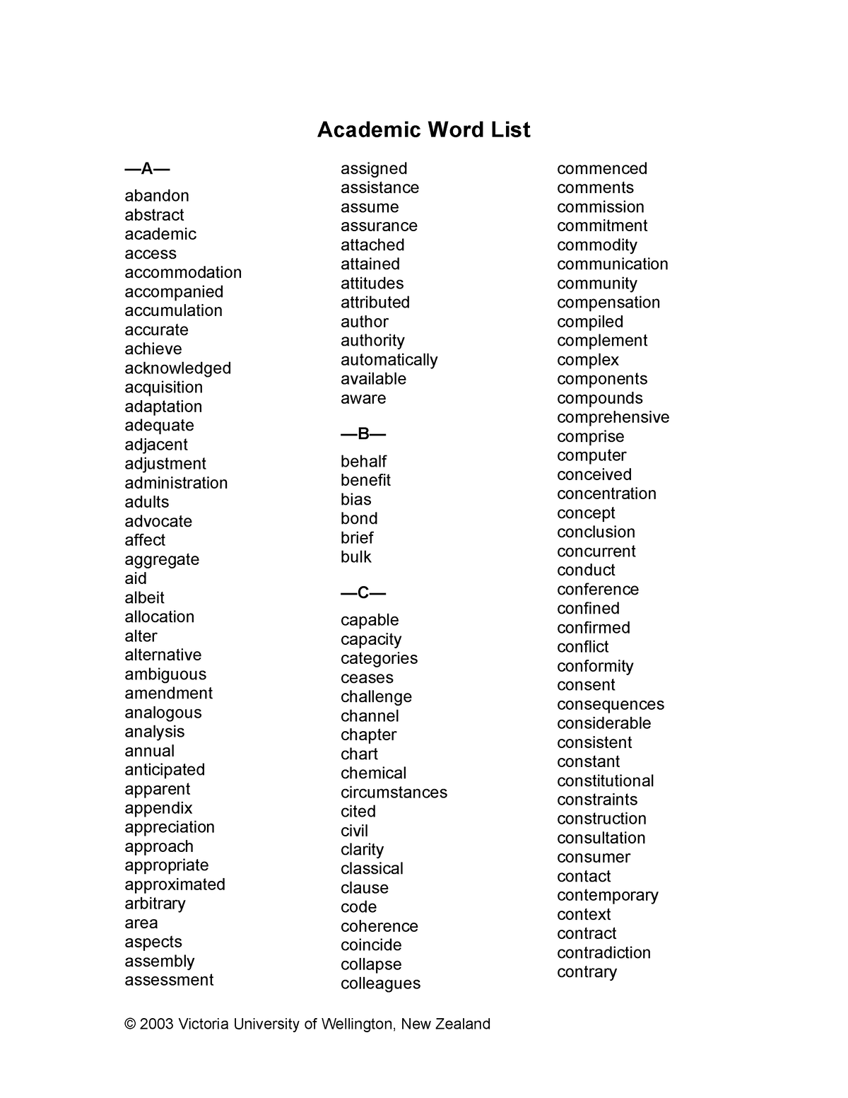 Academic Word List - nfghf - Academic Word List —A— abandon abstract ...