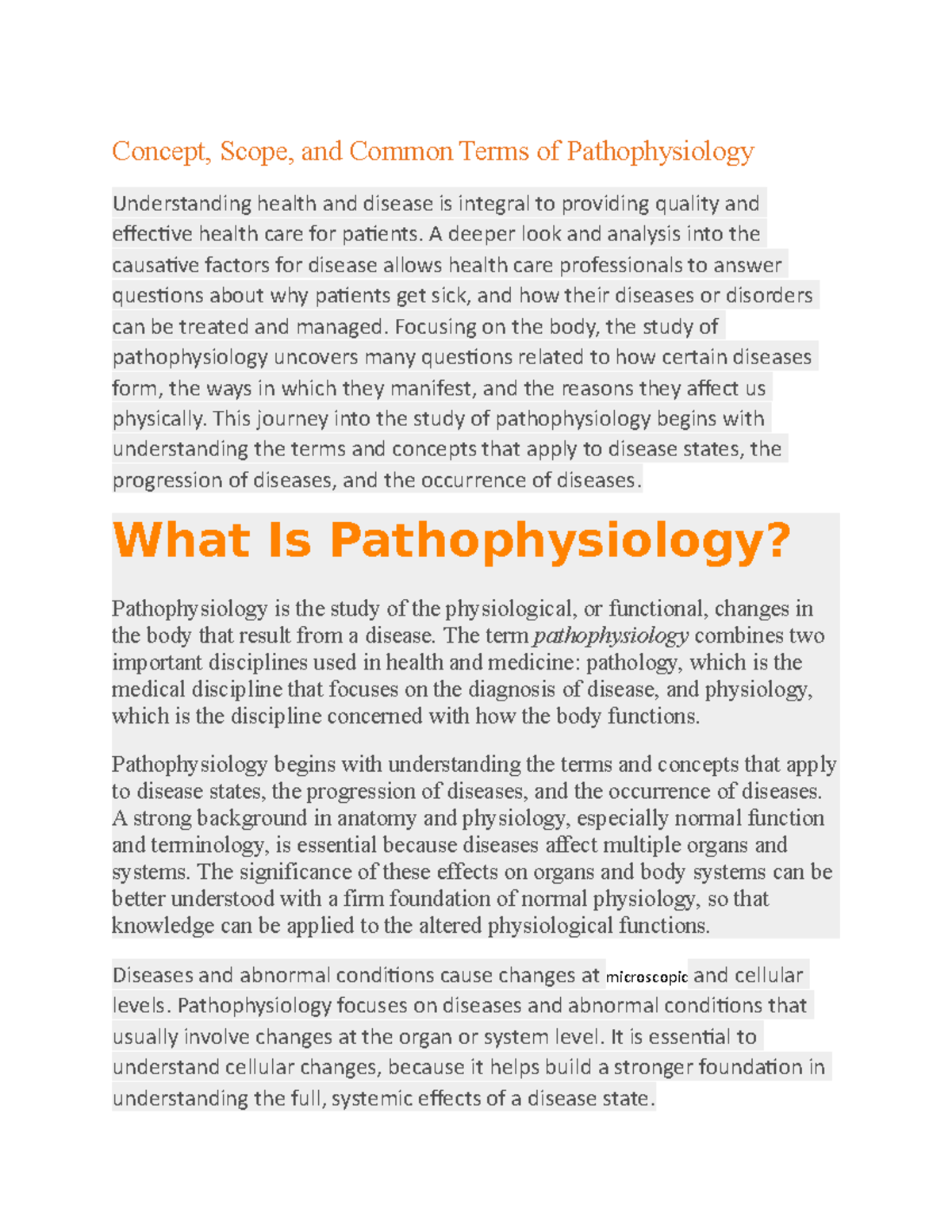 Health Alt Concept Scope Common Terms Of Pathophysiology Concept 