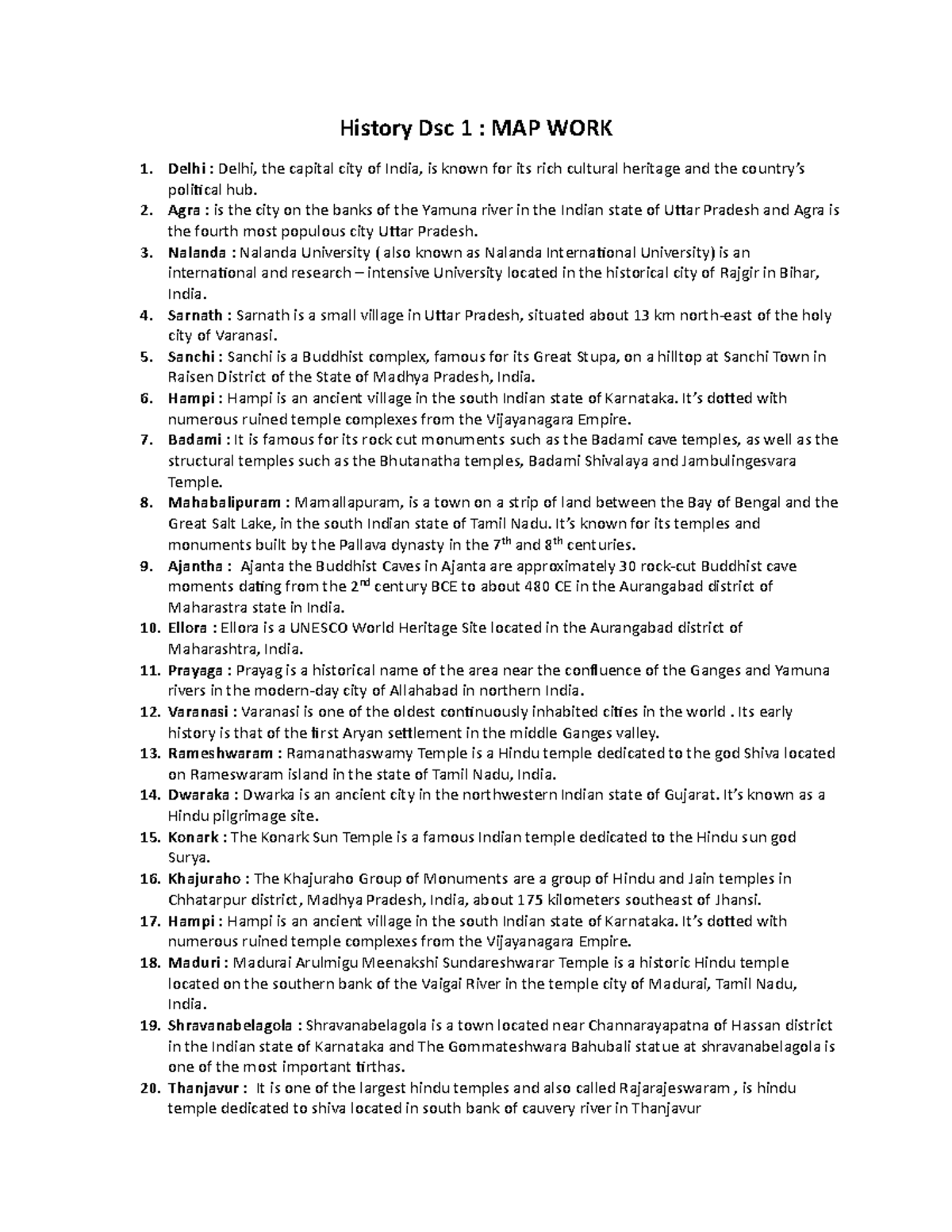 History dsc 2 map - History Dsc 1 : MAP WORK Delhi : Delhi, the capital ...