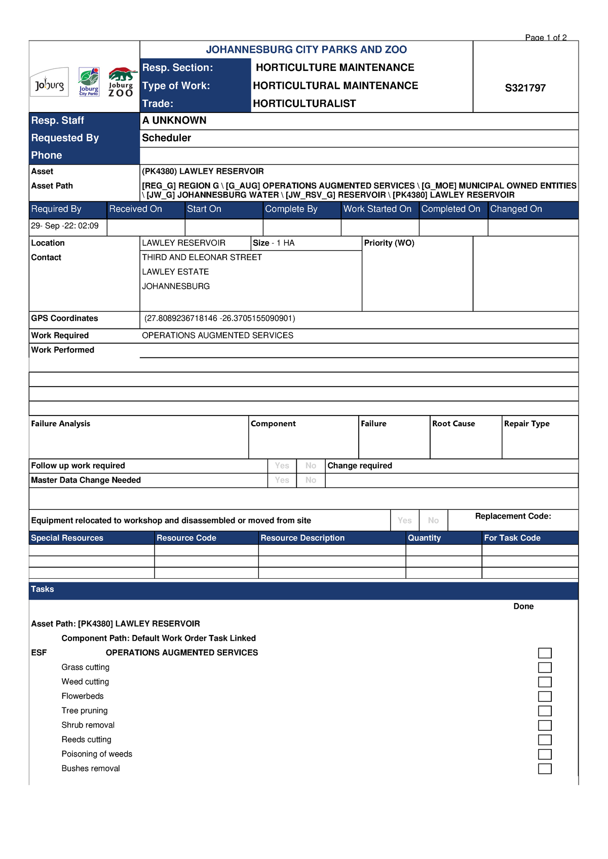 Work Order Report (94) - Mechanical Engineering - JOHANNESBURG CITY ...