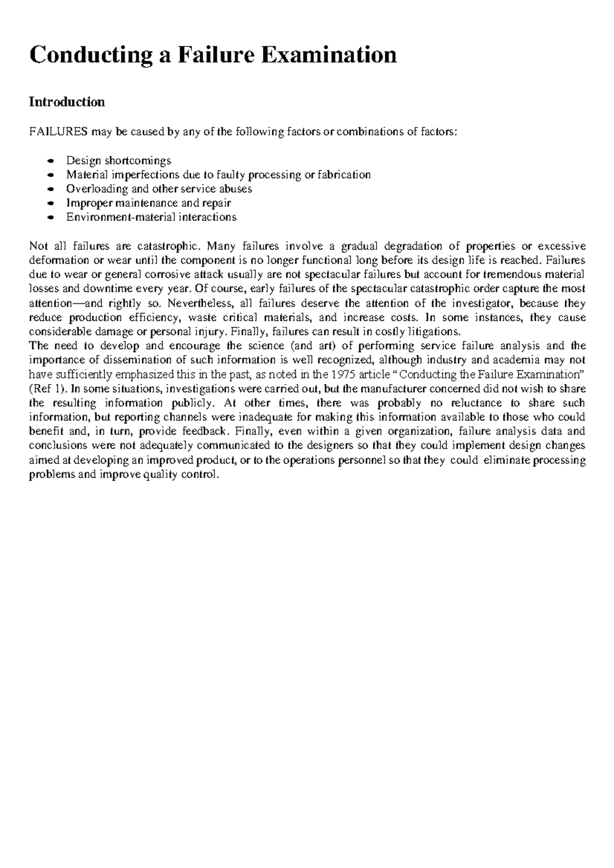 Conducting a Failure Examination - Conducting a Failure Examination ...
