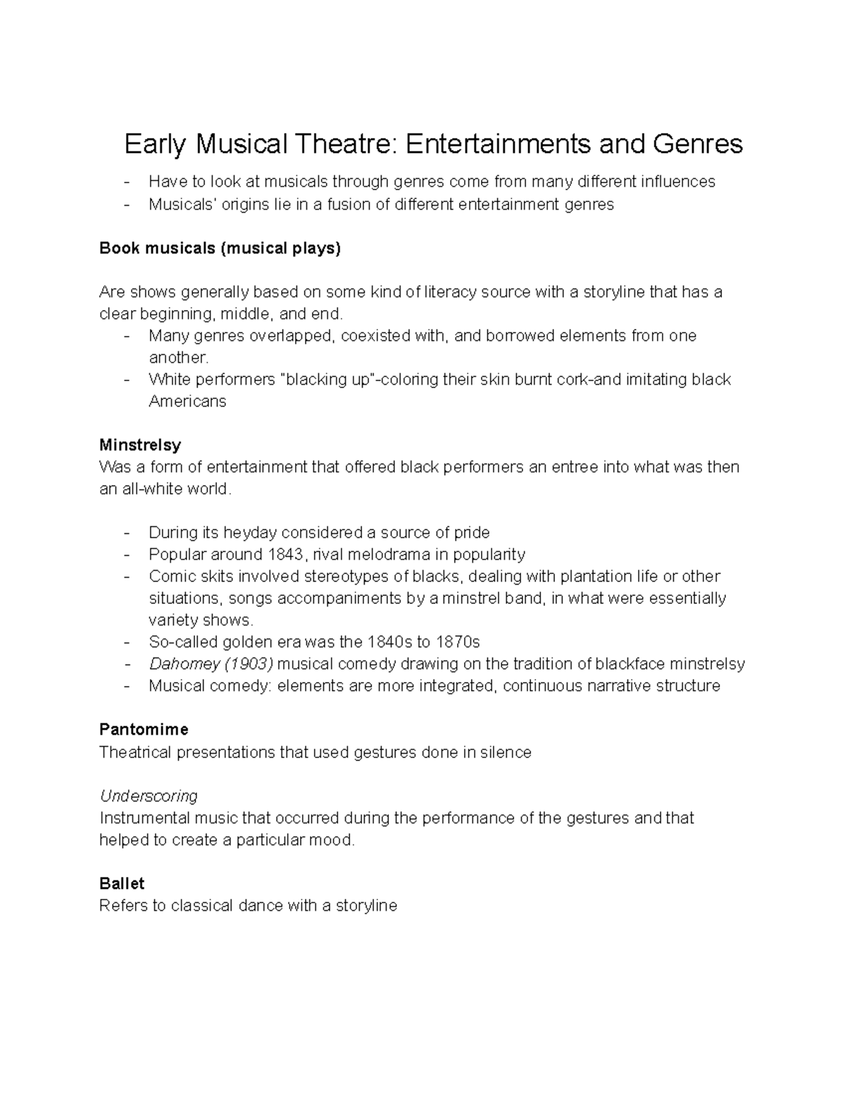 musical theatre history essay topics