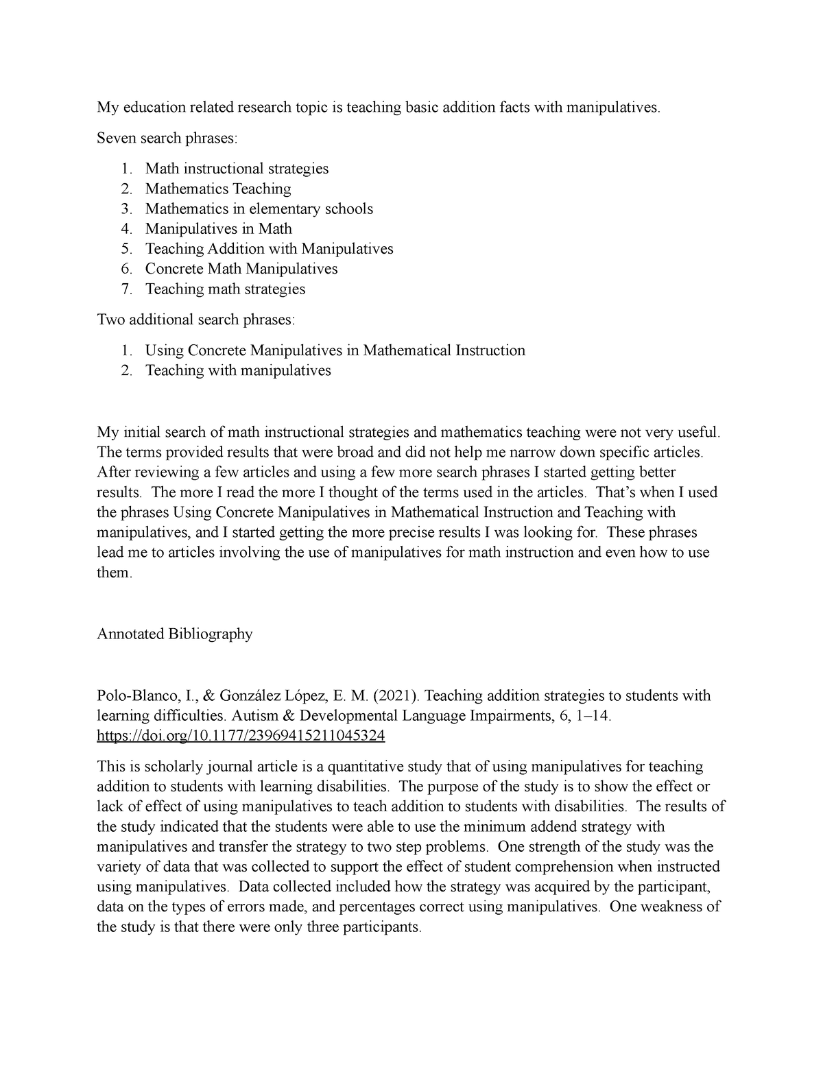 C225 Task 1 Annotated Bibliography - My Education Related Research ...