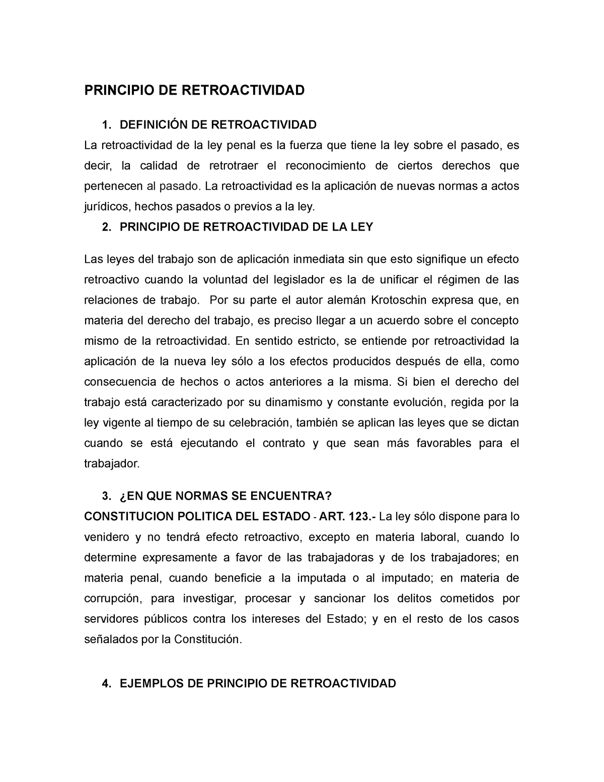 El Principio De Retroactividad Plt Principio De Retroactividad 1 DefiniciÓn De Retroactividad 0859