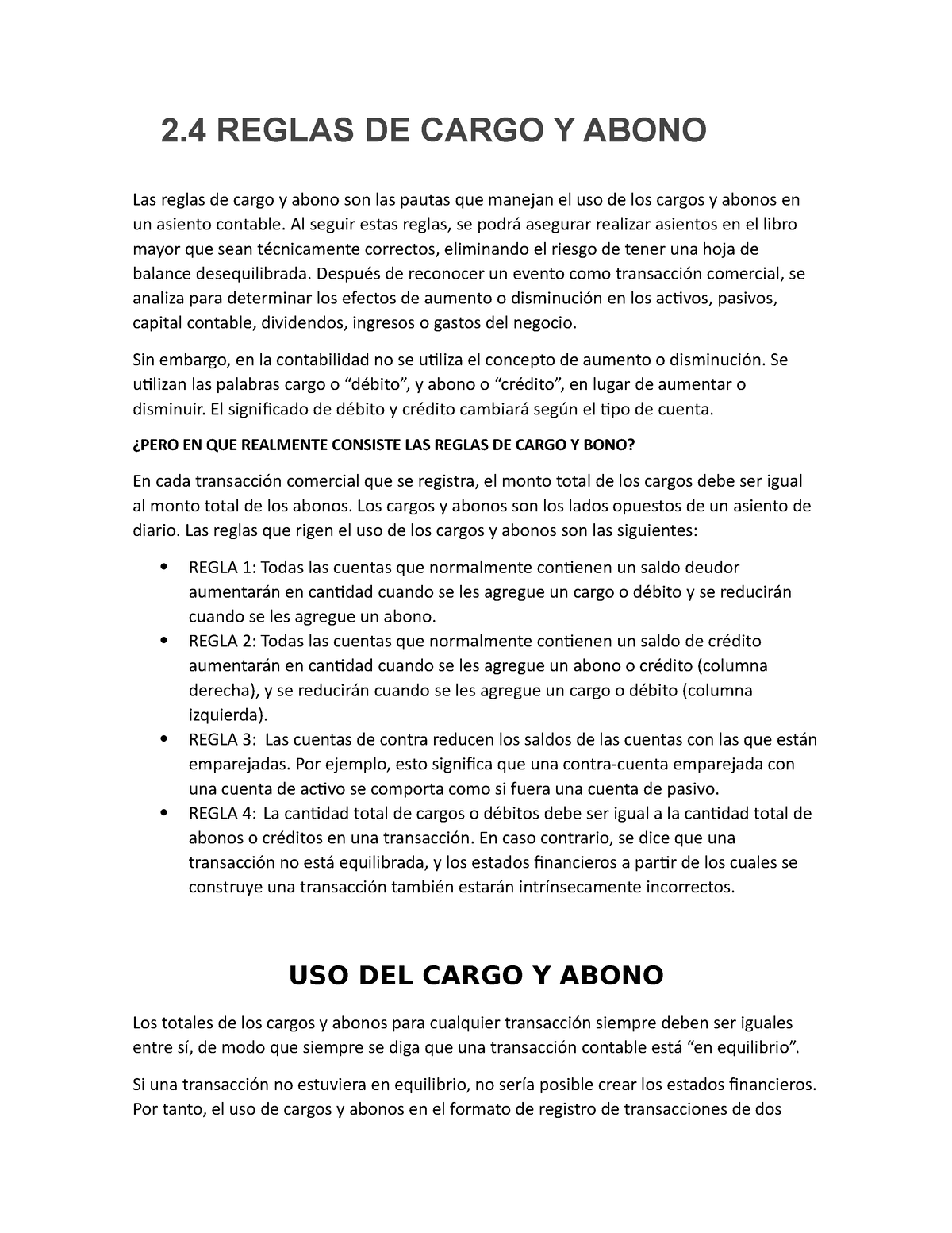 24 Reglas Del Cargo Y Abono 2 Reglas De Cargo Y Abono Las Reglas De Cargo Y Abono Son Las 8748